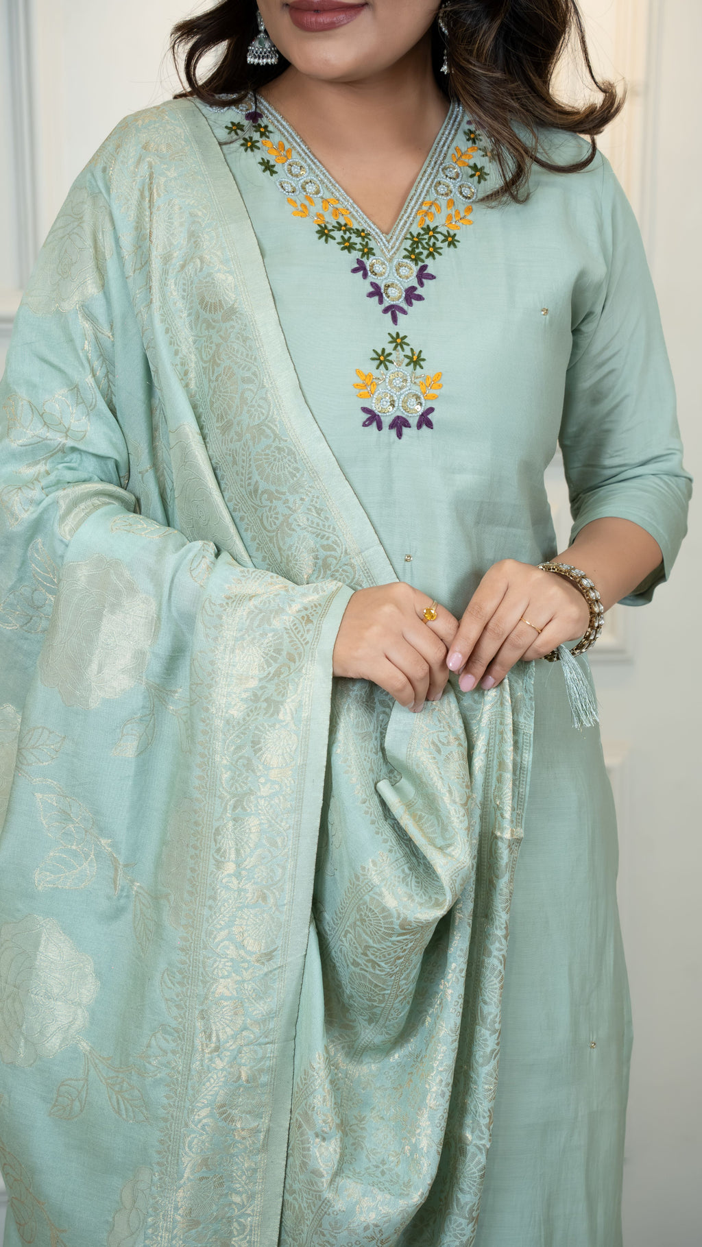 Roman Silk Top Bottom Set For Women