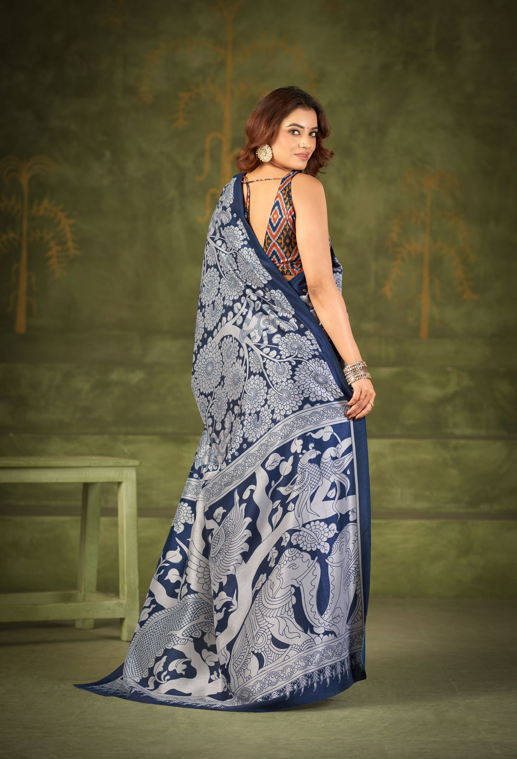 Tussar Silk Kalamkari Printed Saree