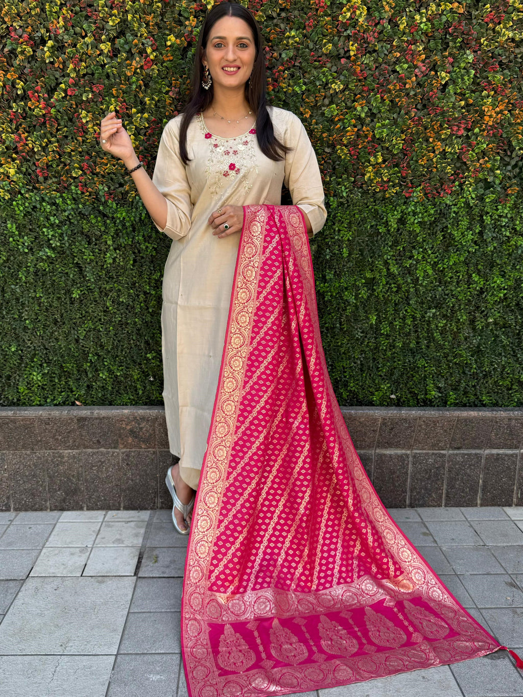 Roman Silk Top Bottom Set For Women