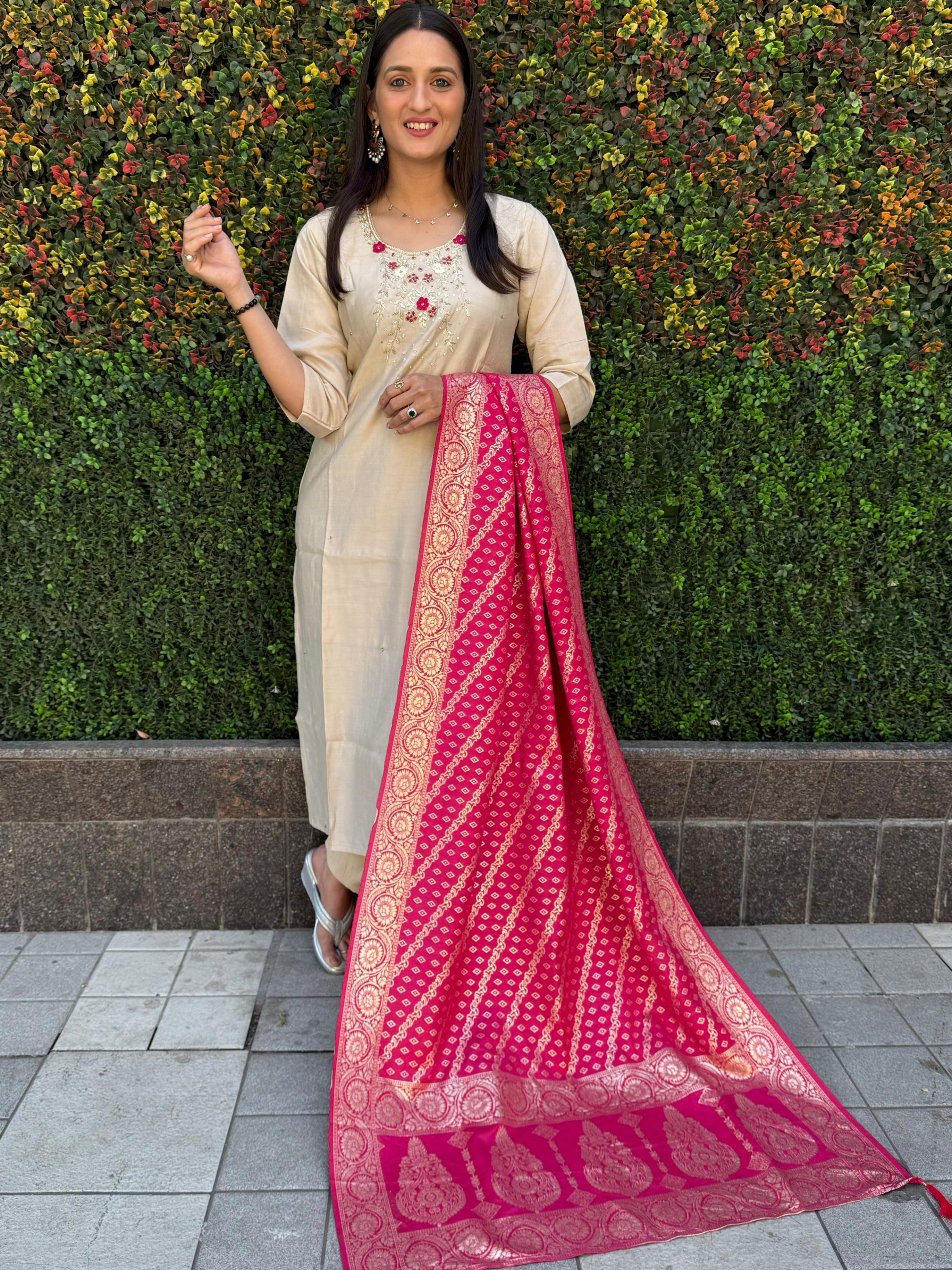 Roman Silk Top Bottom Set For Women