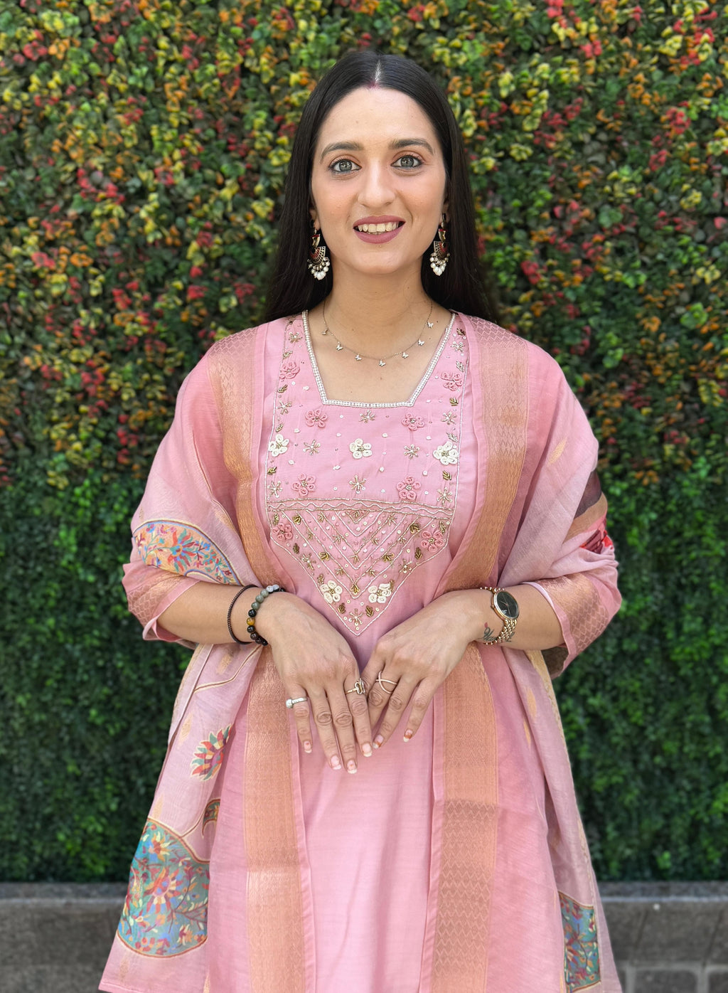 Roman Silk Top Bottom Set For Women