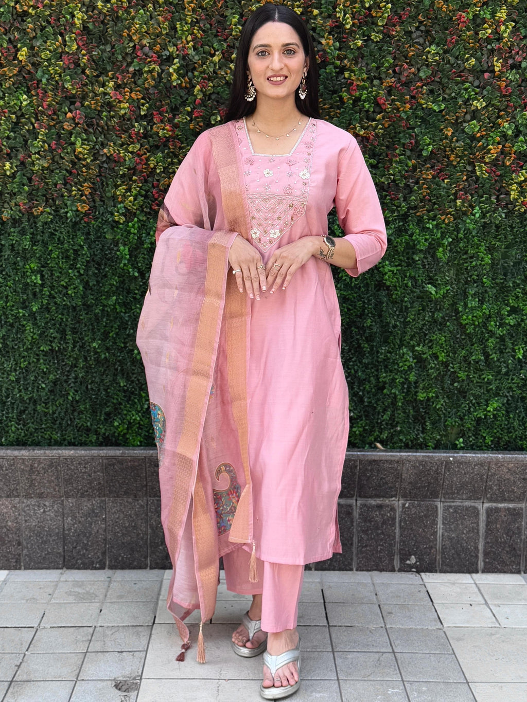 Roman Silk Top Bottom Set For Women