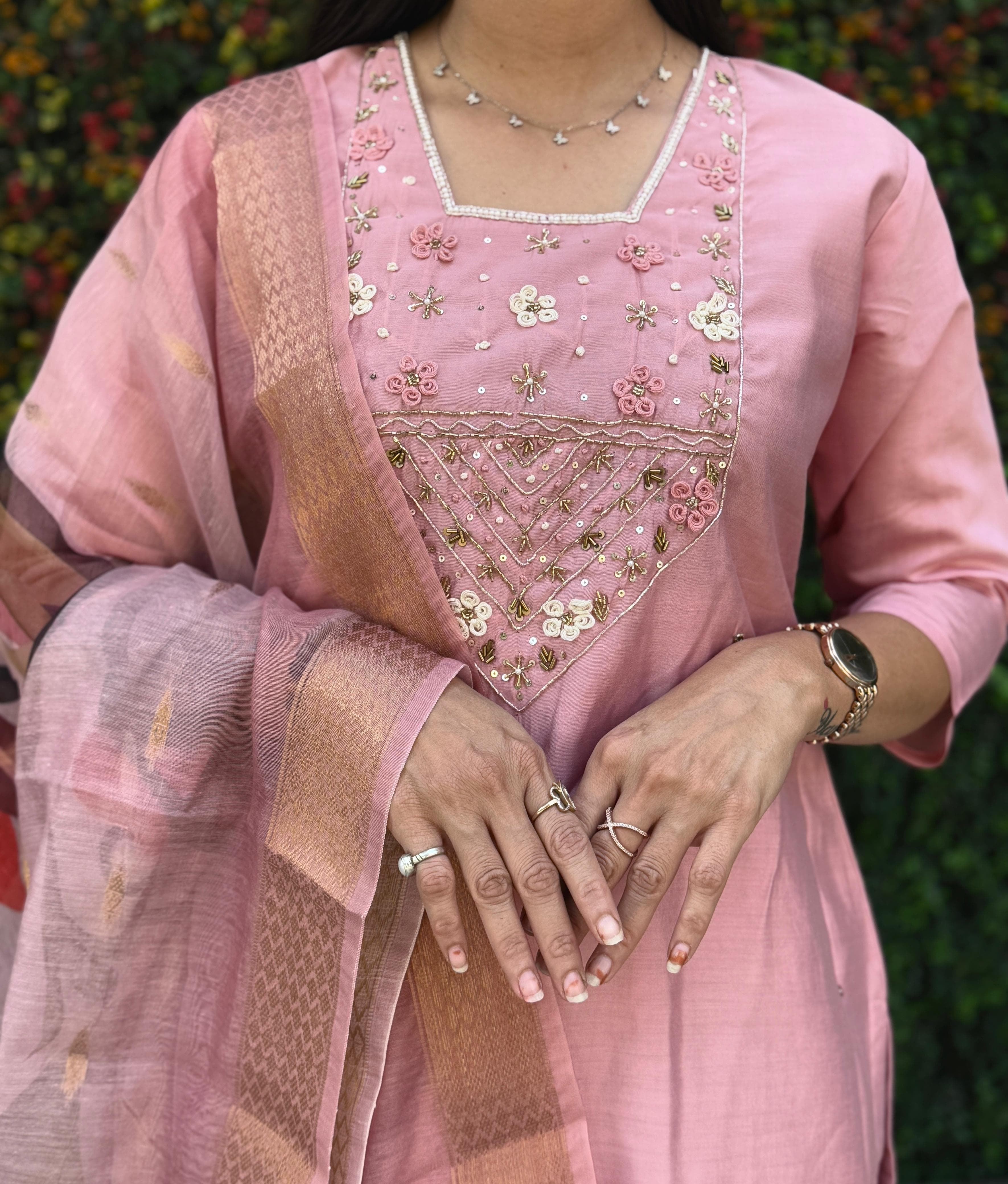 Roman Silk Top Bottom Set For Women