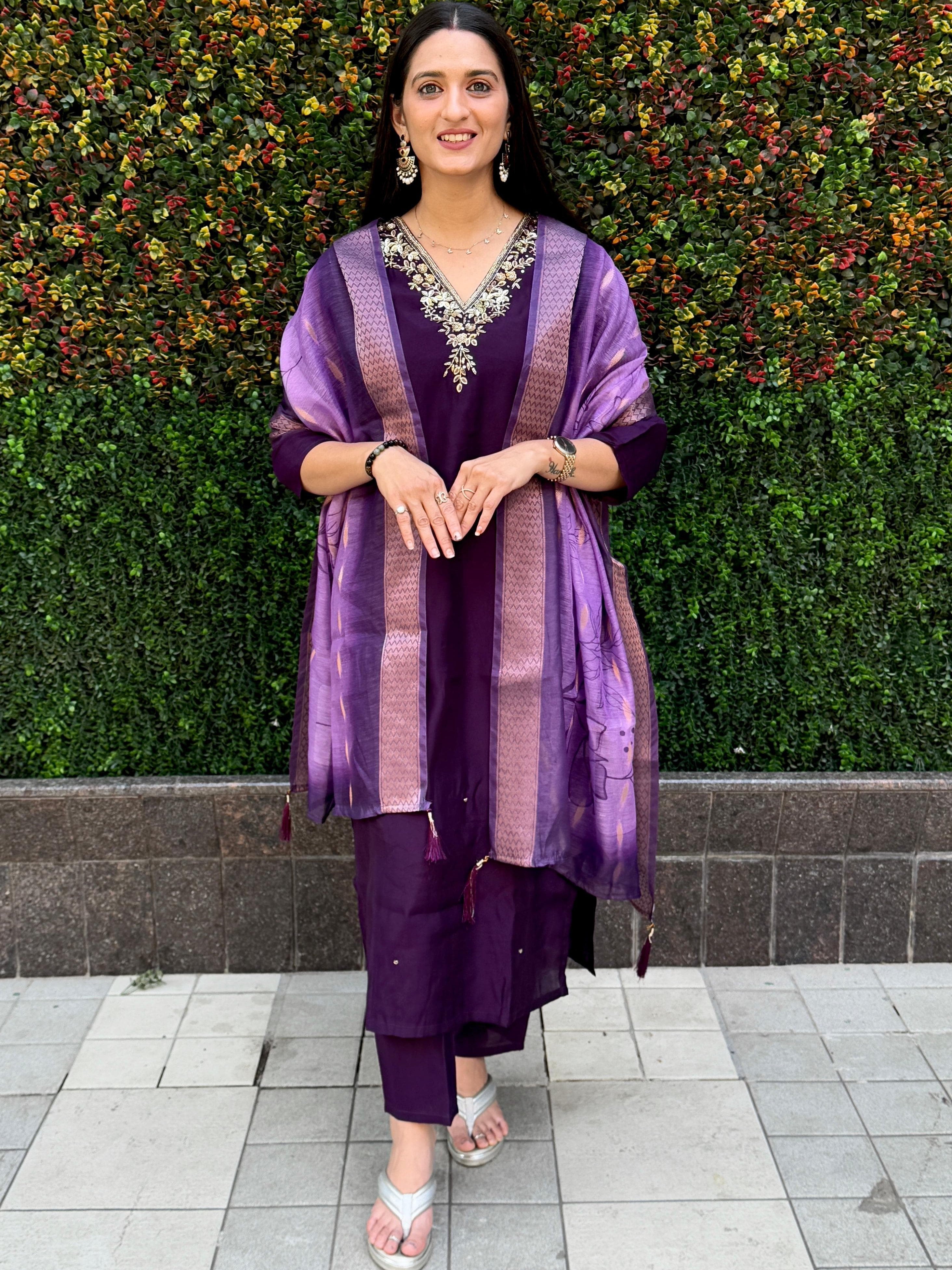 Roman Silk Top Bottom Set For Women