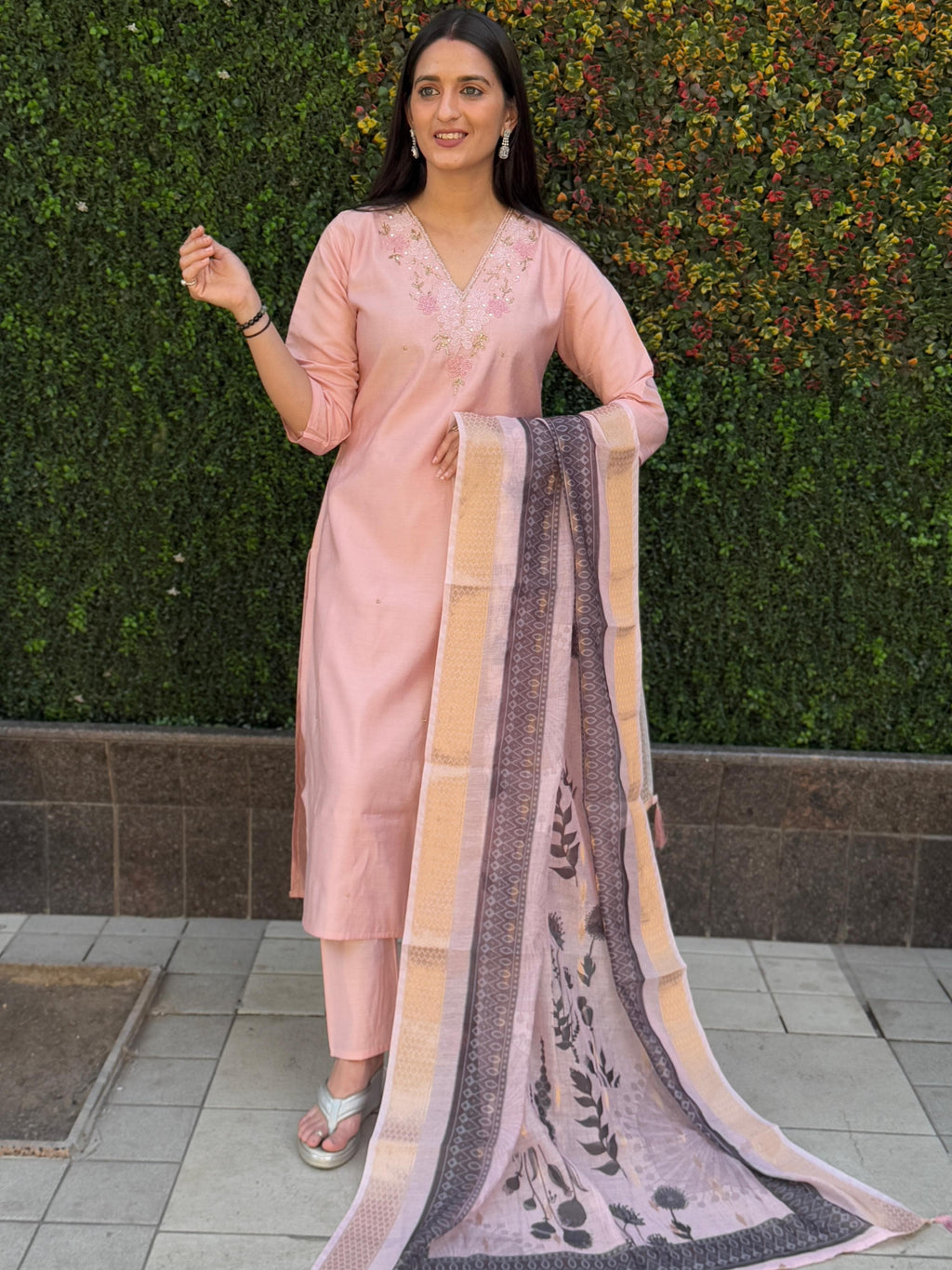 Roman Silk Top Bottom Set For Women