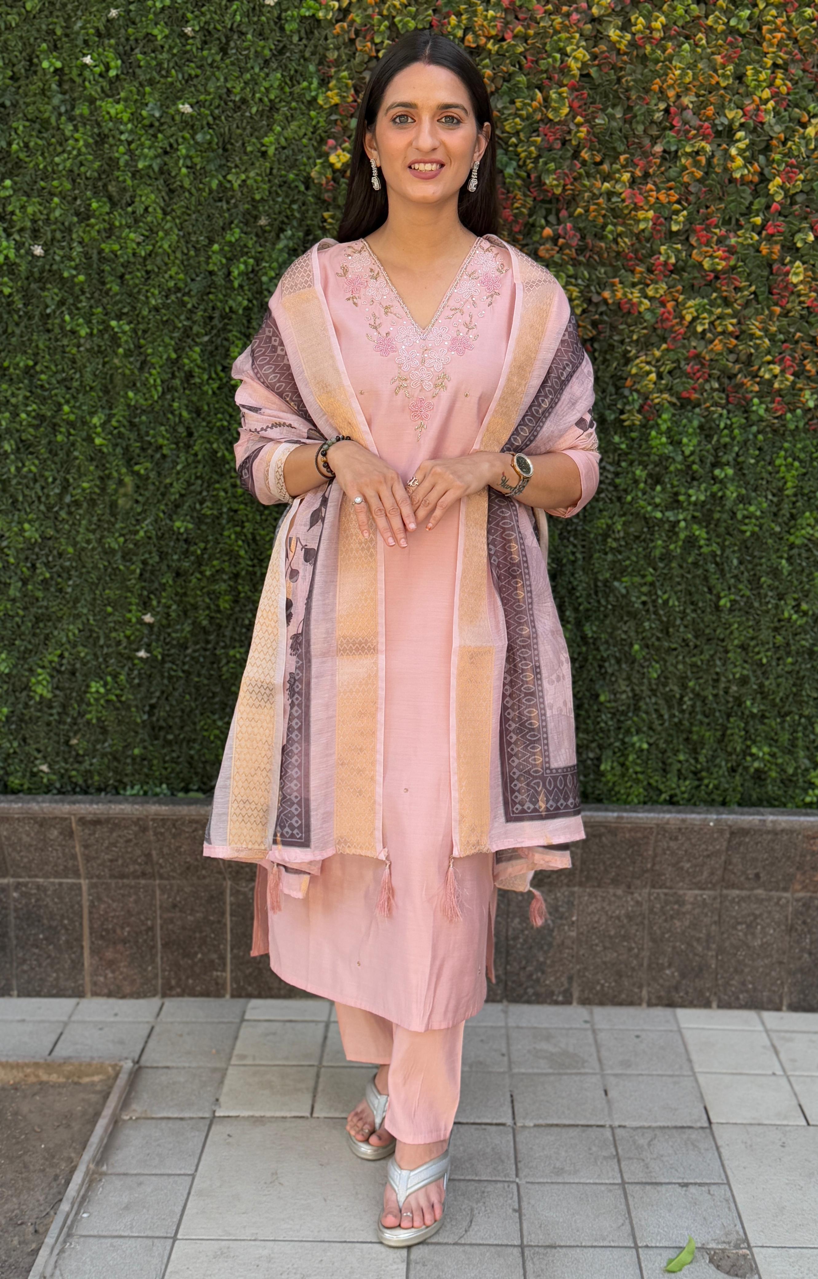 Roman Silk Top Bottom Set For Women