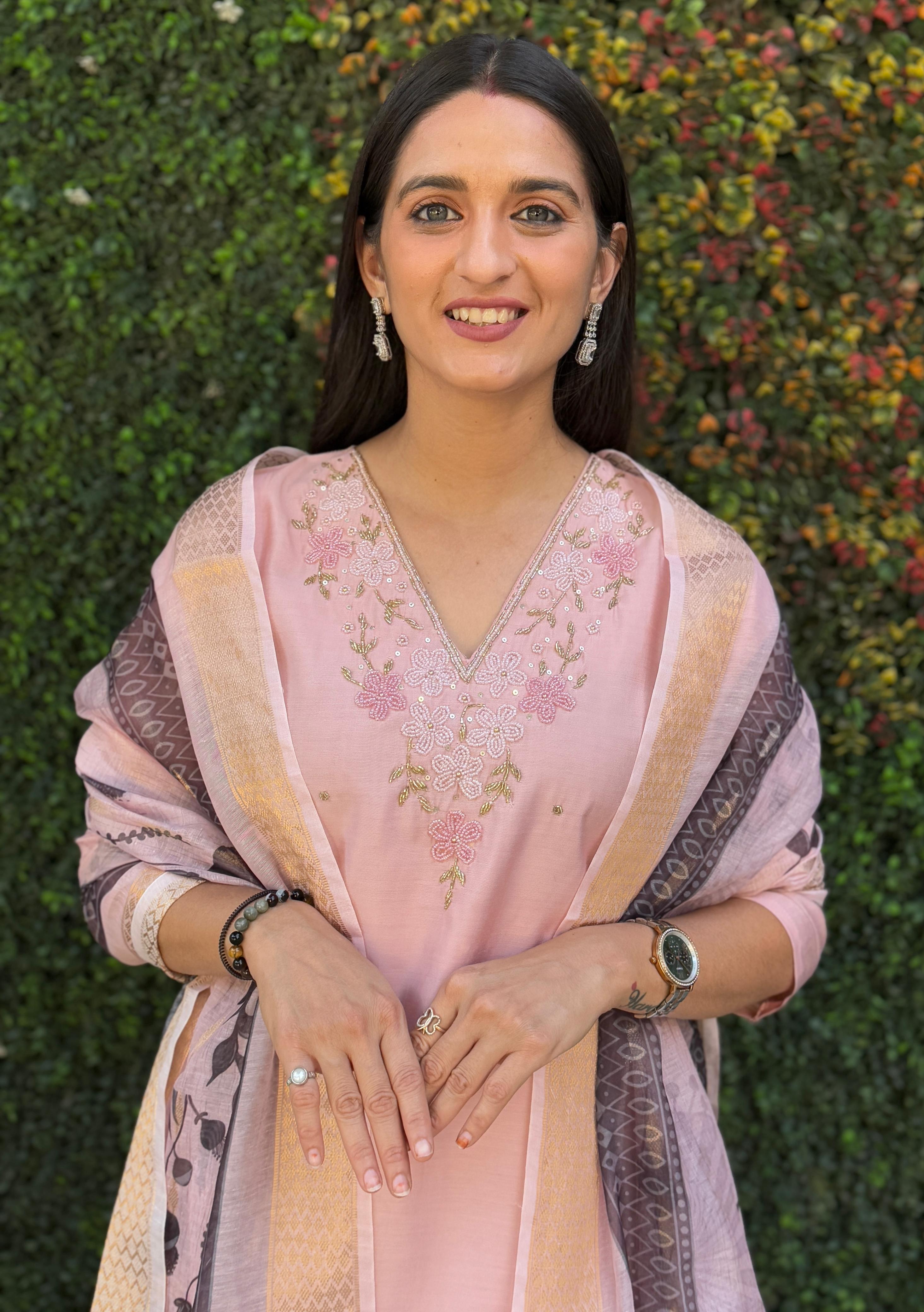 Roman Silk Top Bottom Set For Women