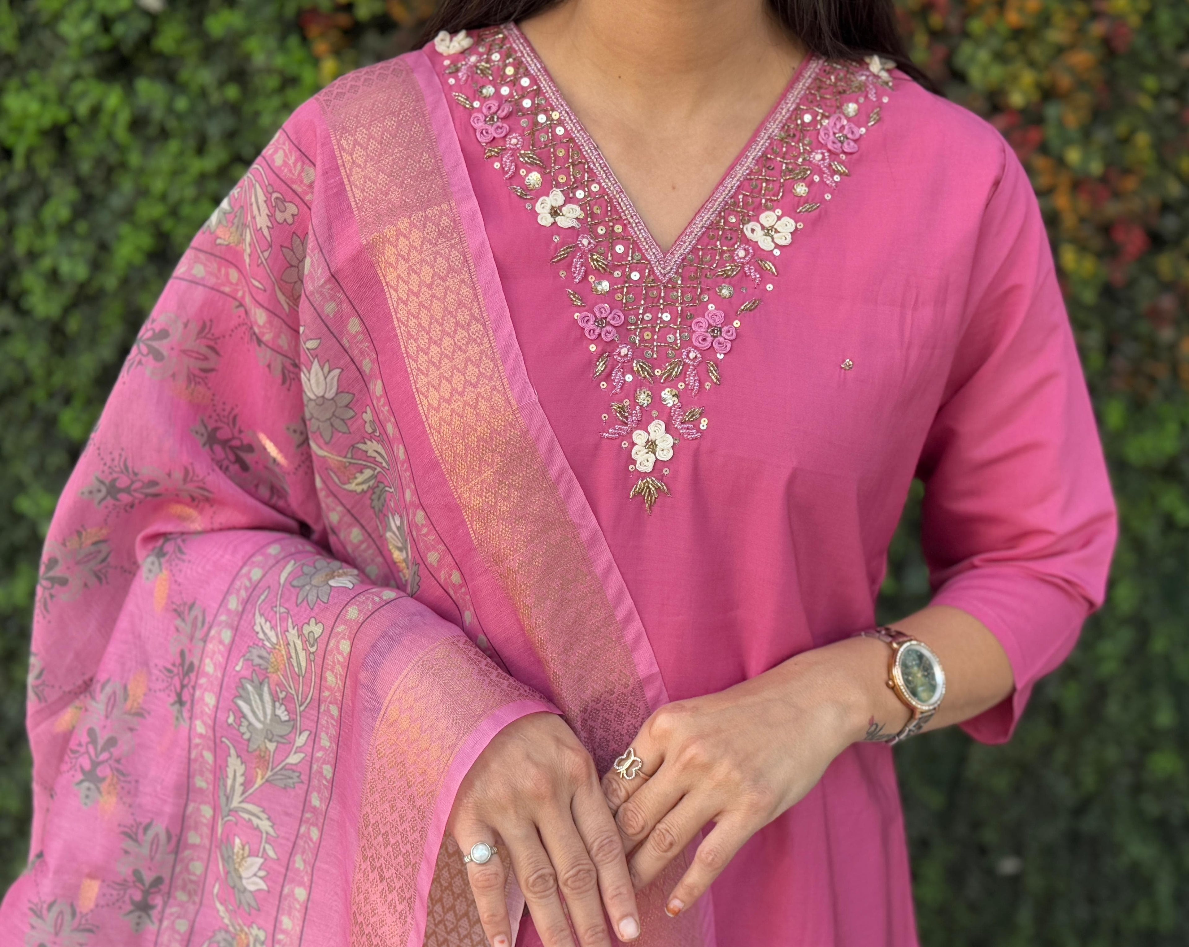 Roman Silk Top Bottom Set For Women