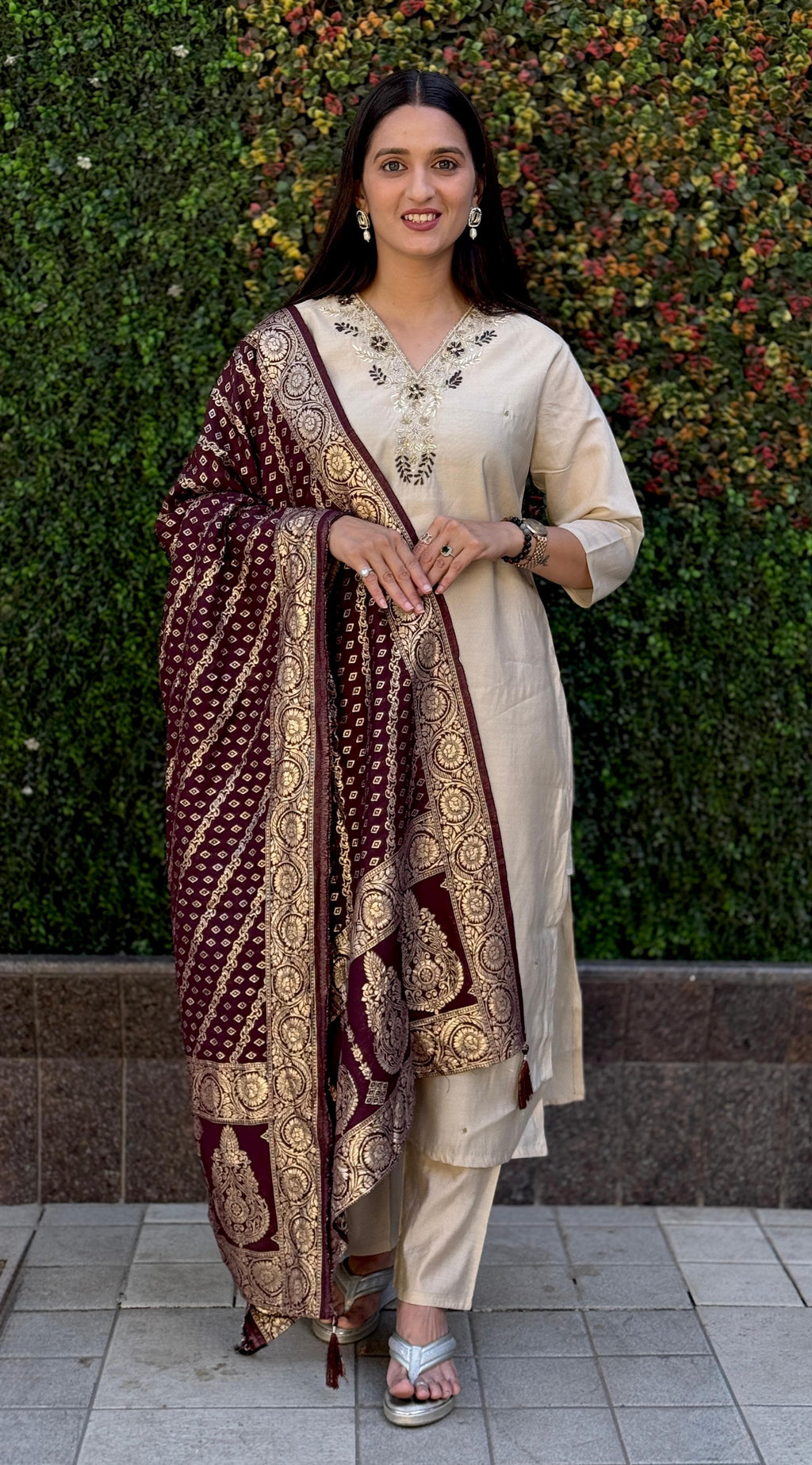 Roman Silk Top Bottom Set For Women