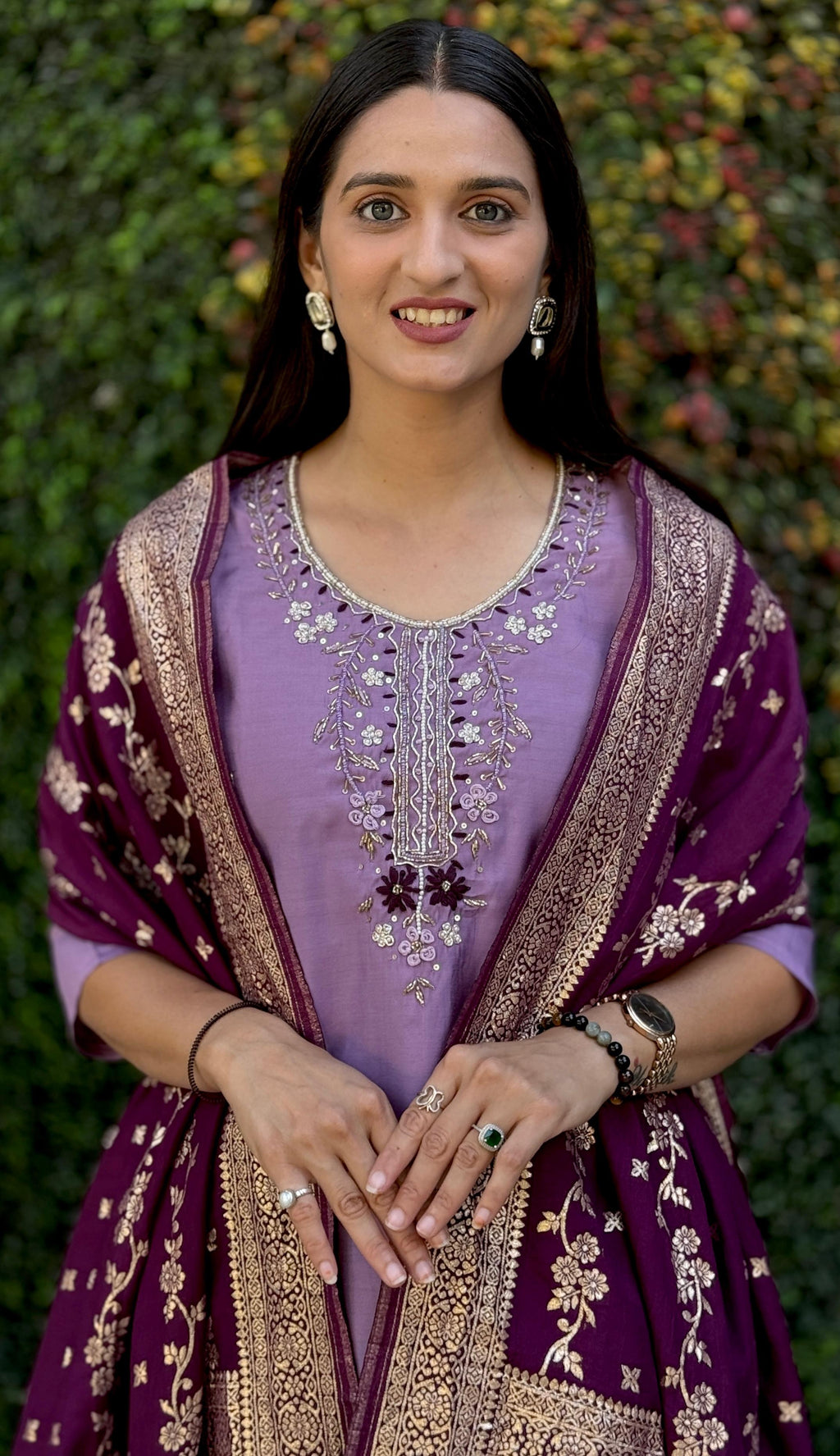 Roman Silk Top Bottom Set For Women