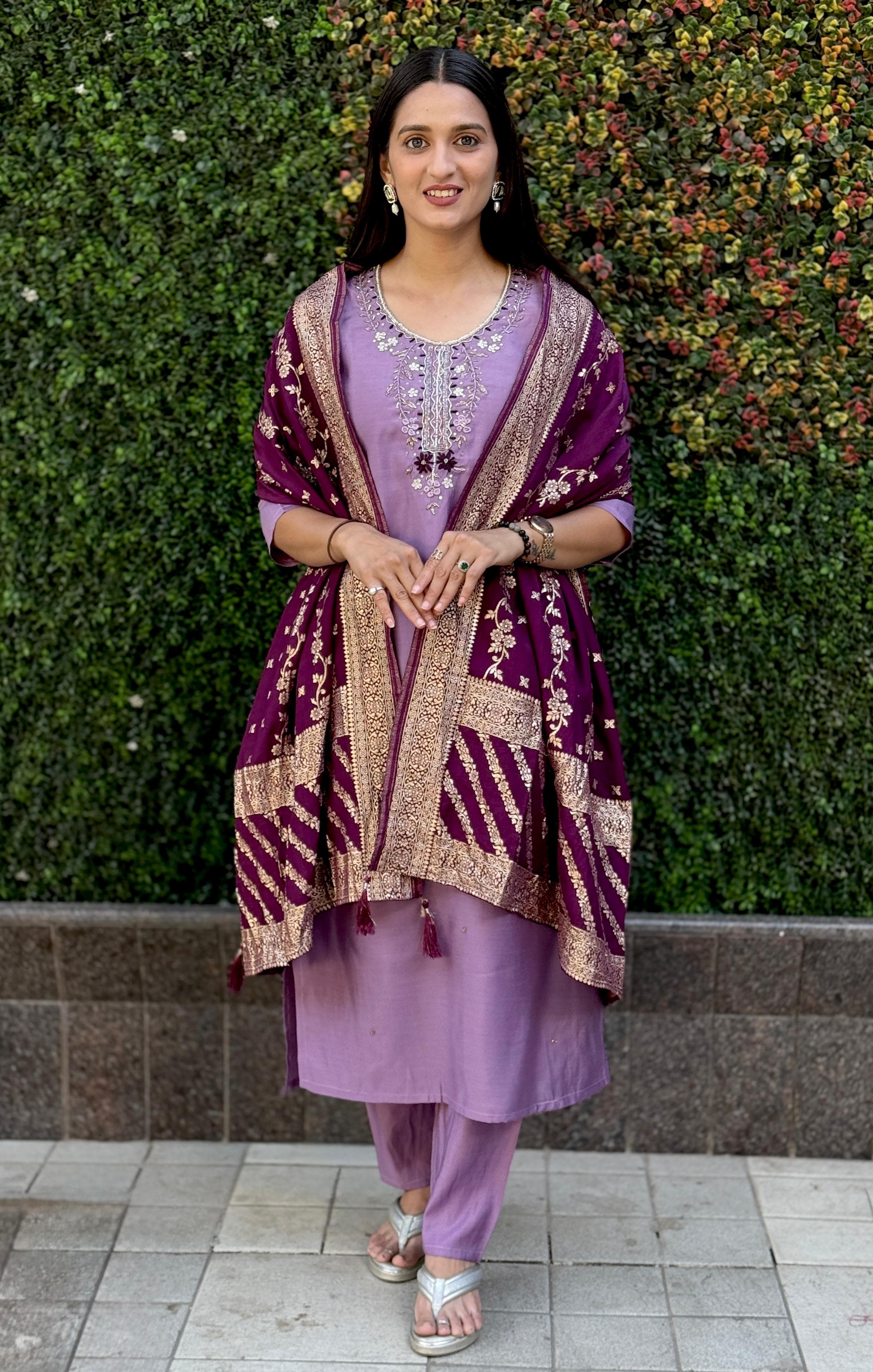 Roman Silk Top Bottom Set For Women