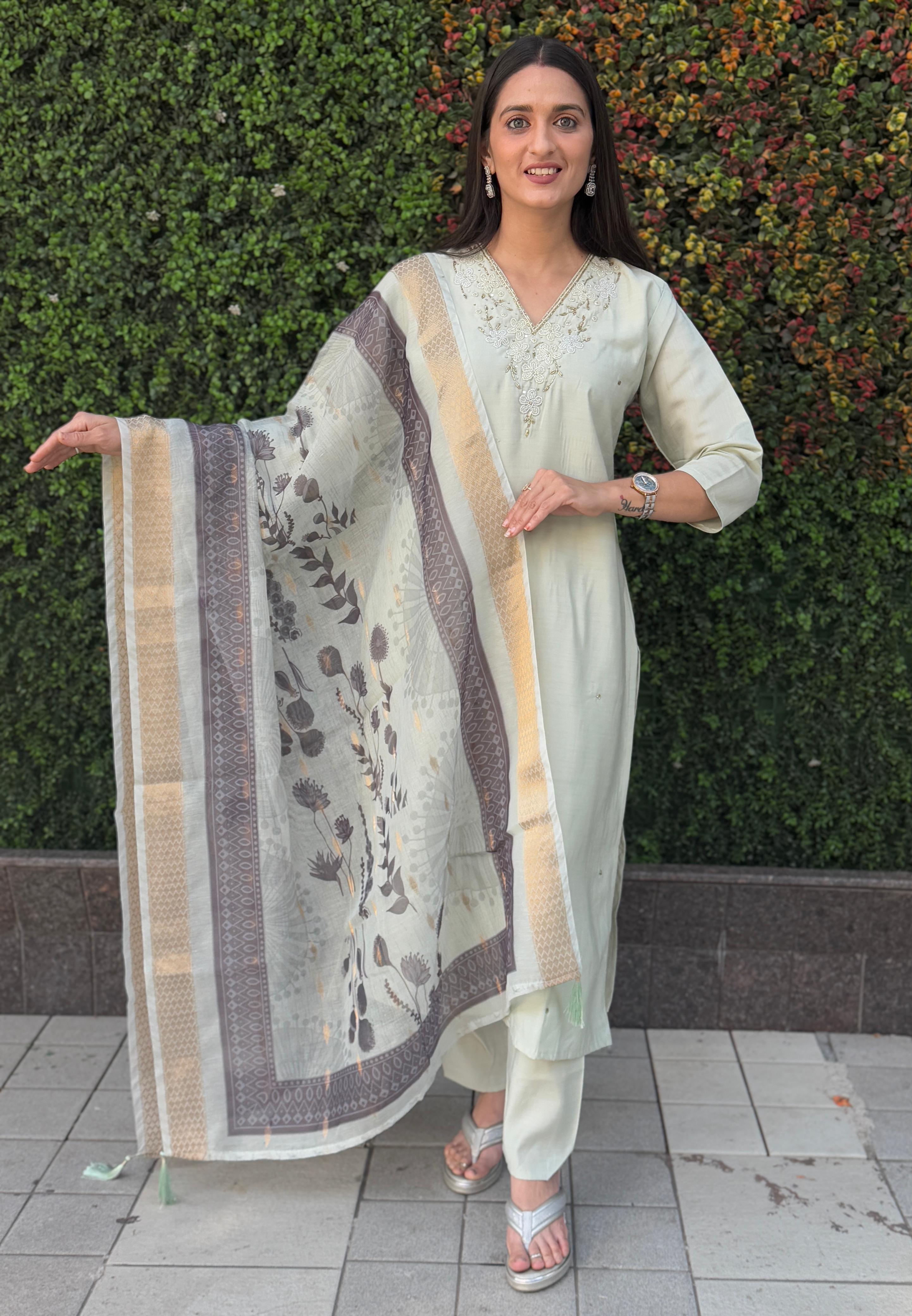 Roman Silk Top Bottom Set For Women