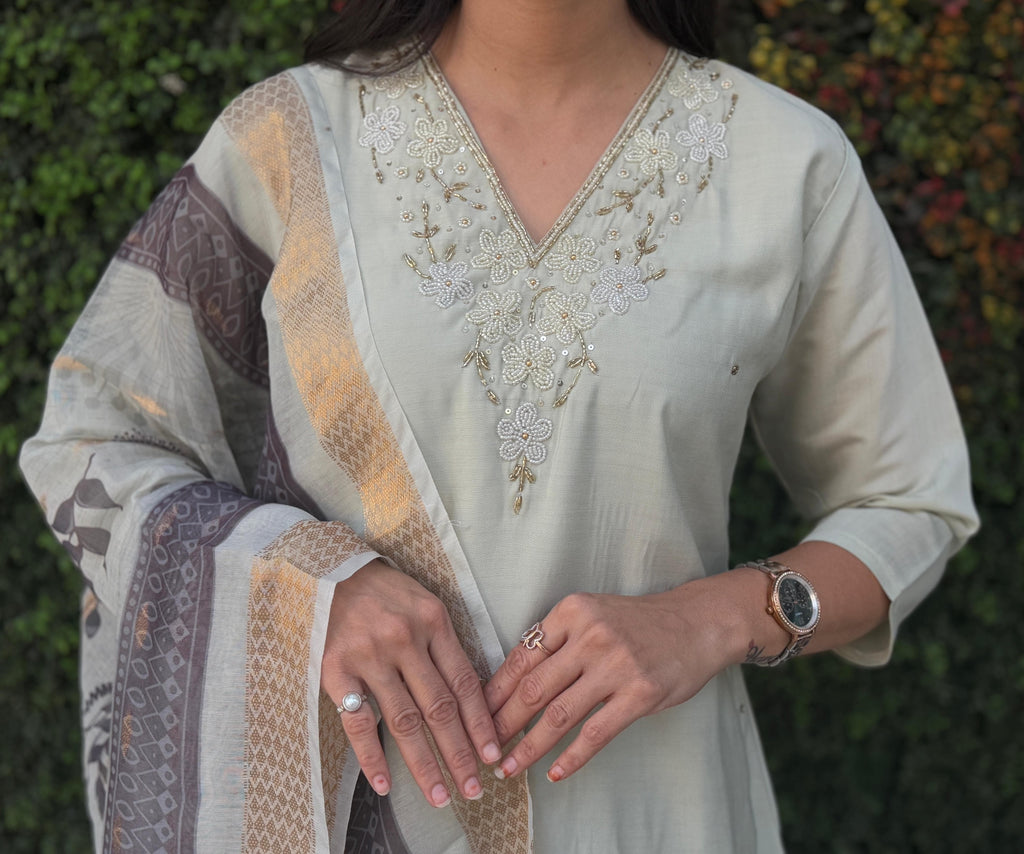 Roman Silk Top Bottom Set For Women