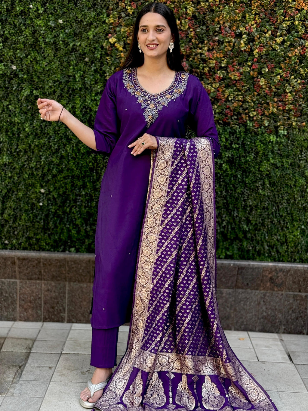 Roman Silk Top Bottom Set For Women