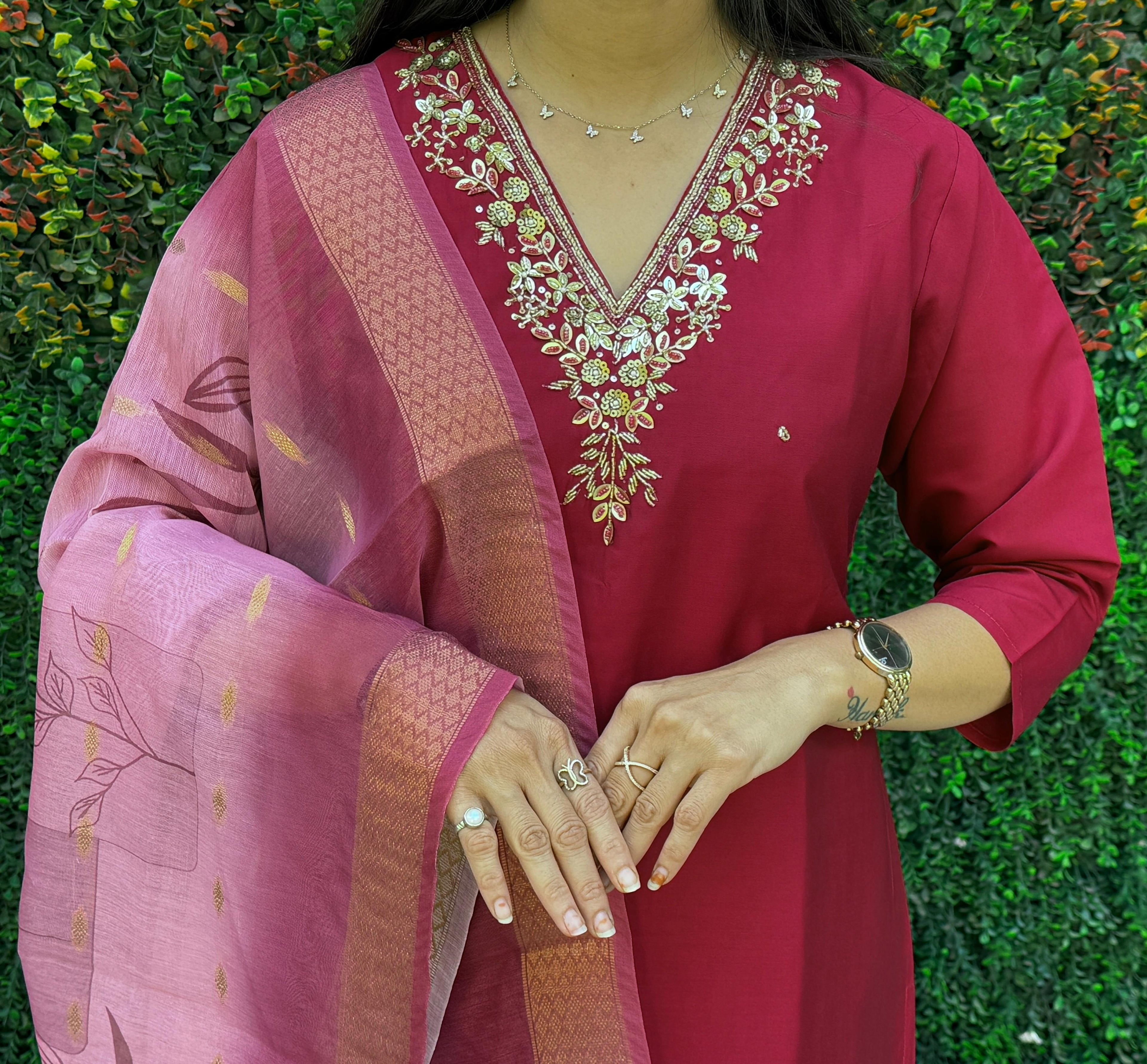 Roman Silk Top Bottom Set For Women