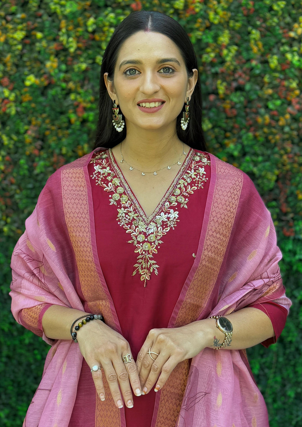 Roman Silk Top Bottom Set For Women