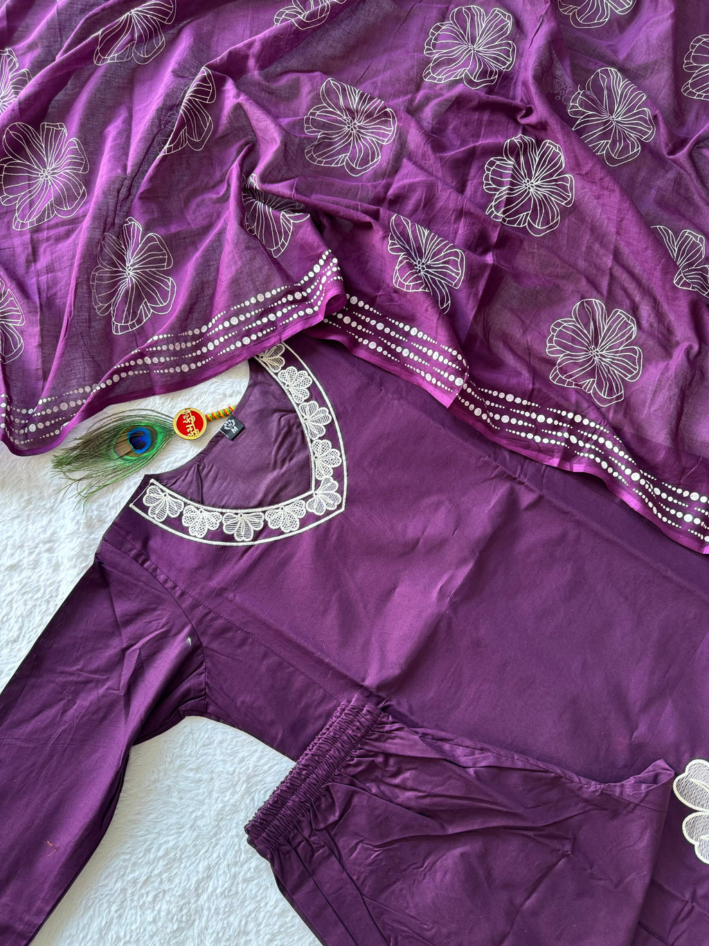 Pure Cotton Hand Work Kurti-Pant With Dupatta