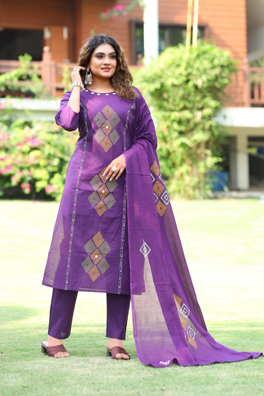Pure Cotton Hand Work Kurti-Pant With Dupatta