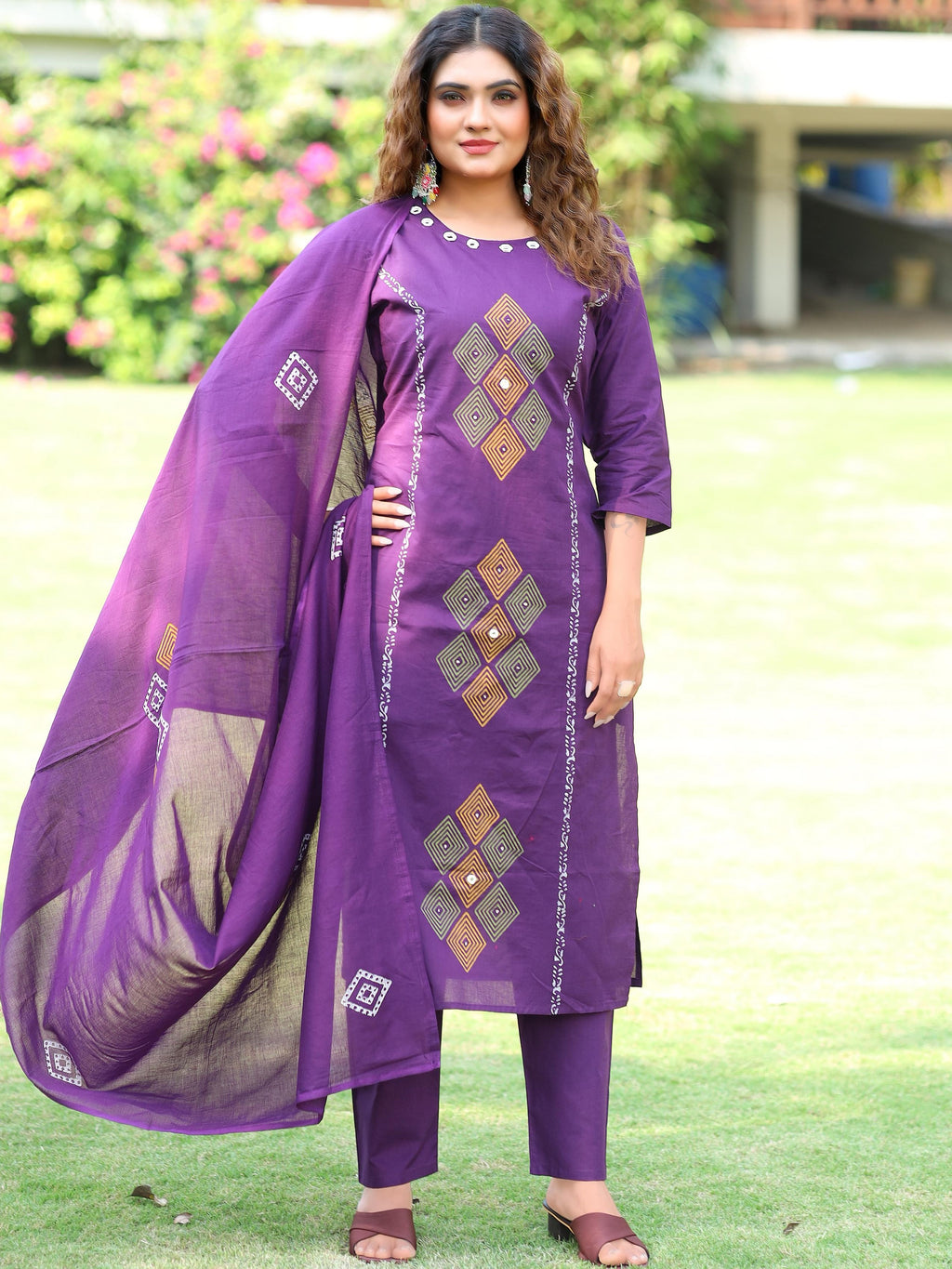 Pure Cotton Hand Work Kurti-Pant With Dupatta