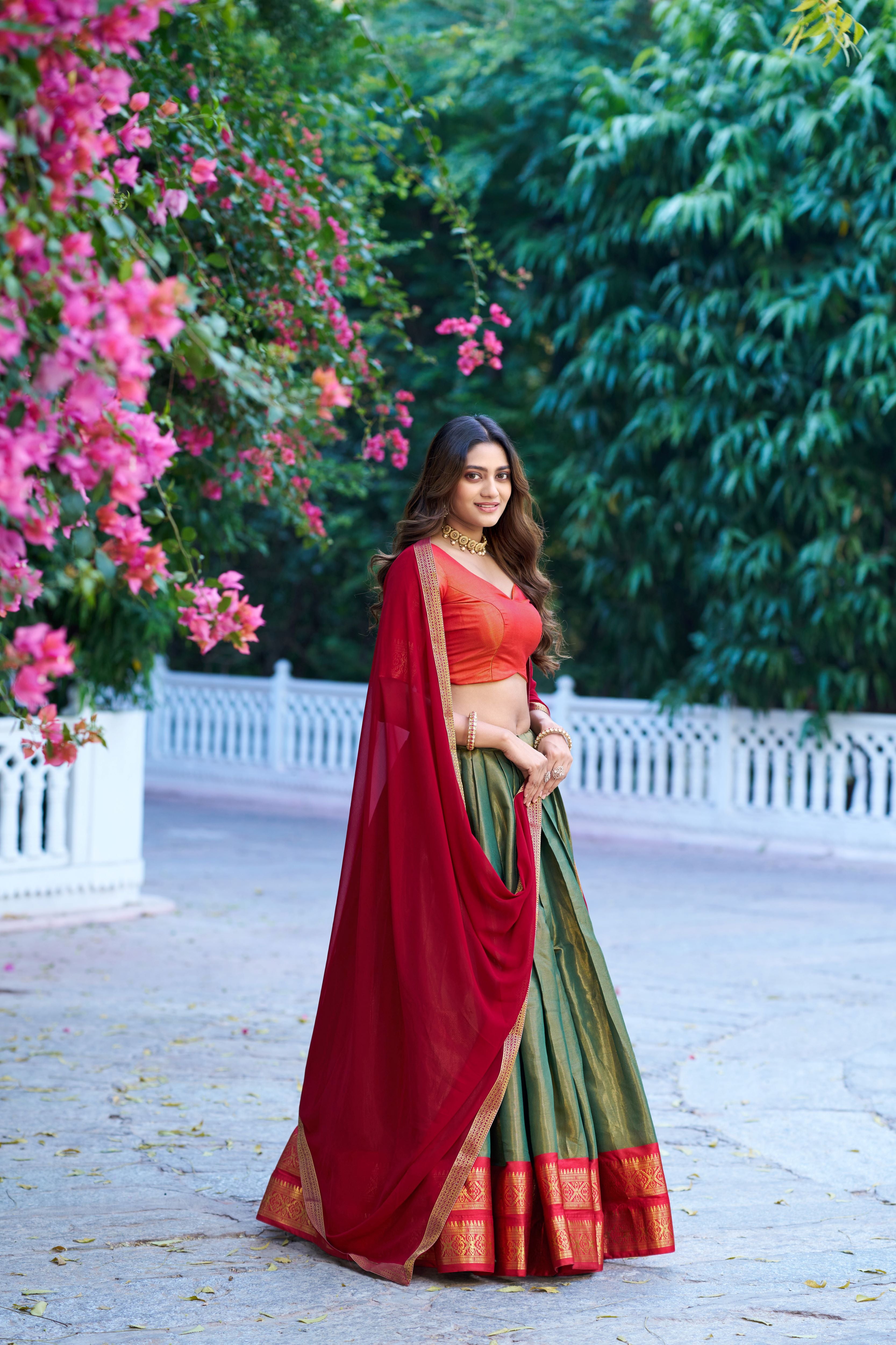 Kanchipuram Zari Weaving Lehenga With Georgette Dupatta