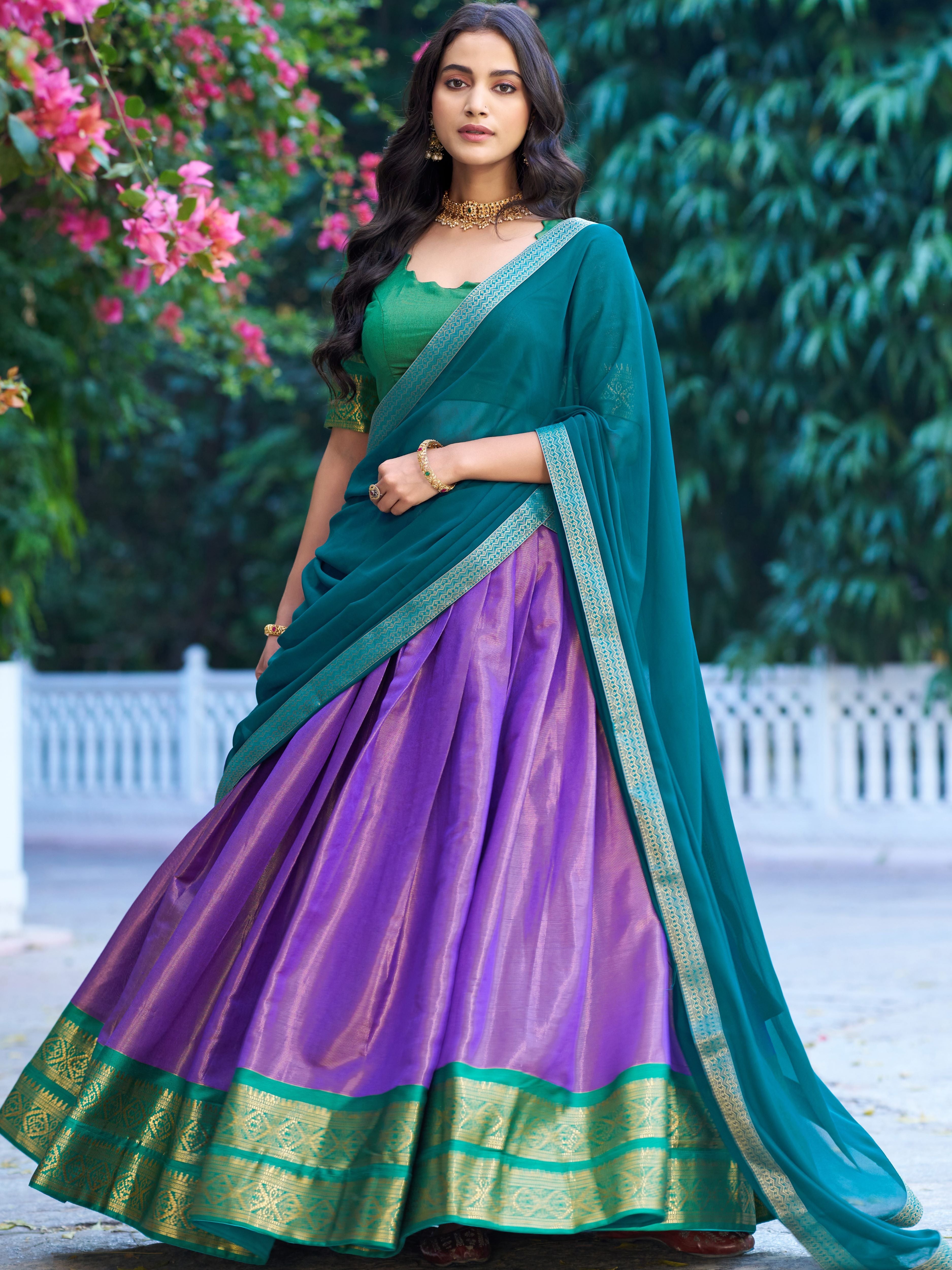 Kanchipuram Zari Weaving Lehenga With Georgette Dupatta