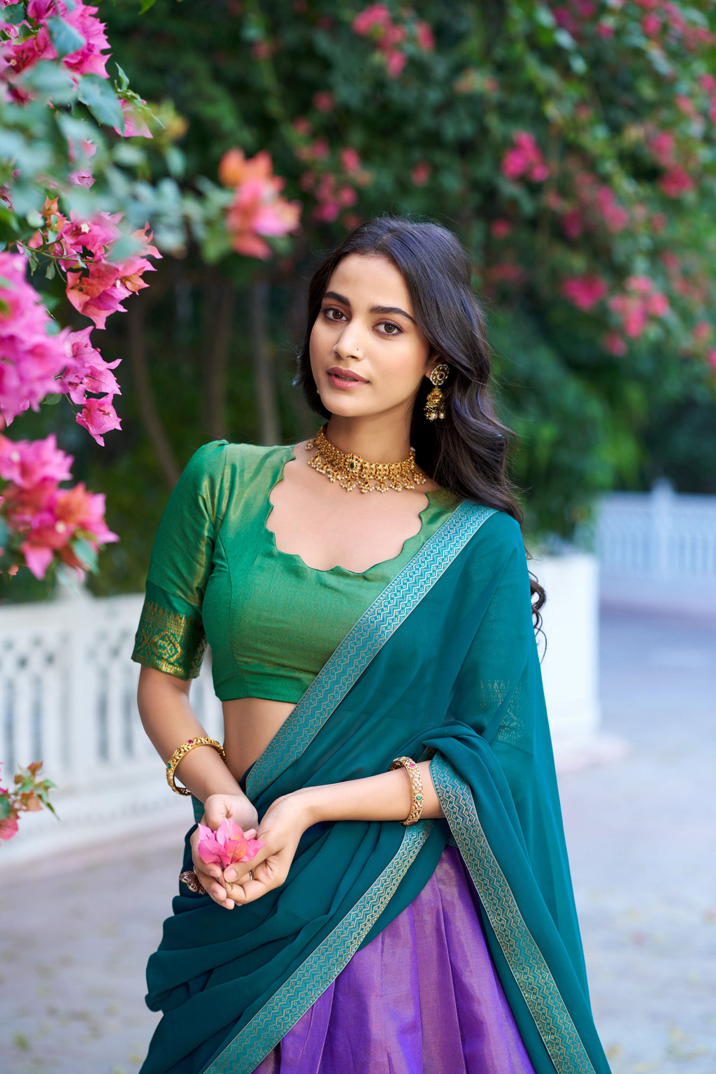Kanchipuram Zari Weaving Lehenga With Georgette Dupatta