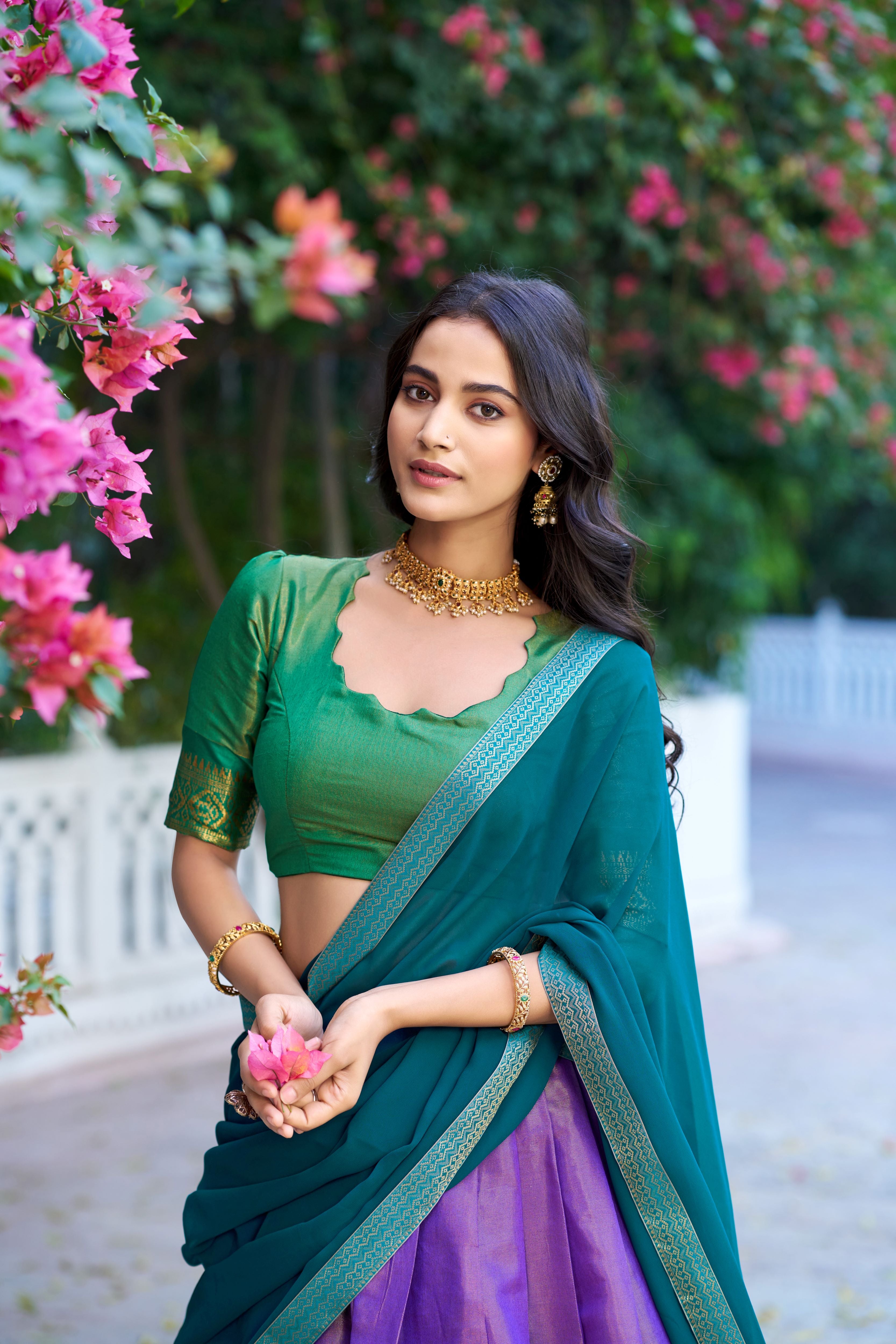 Kanchipuram Zari Weaving Lehenga With Georgette Dupatta