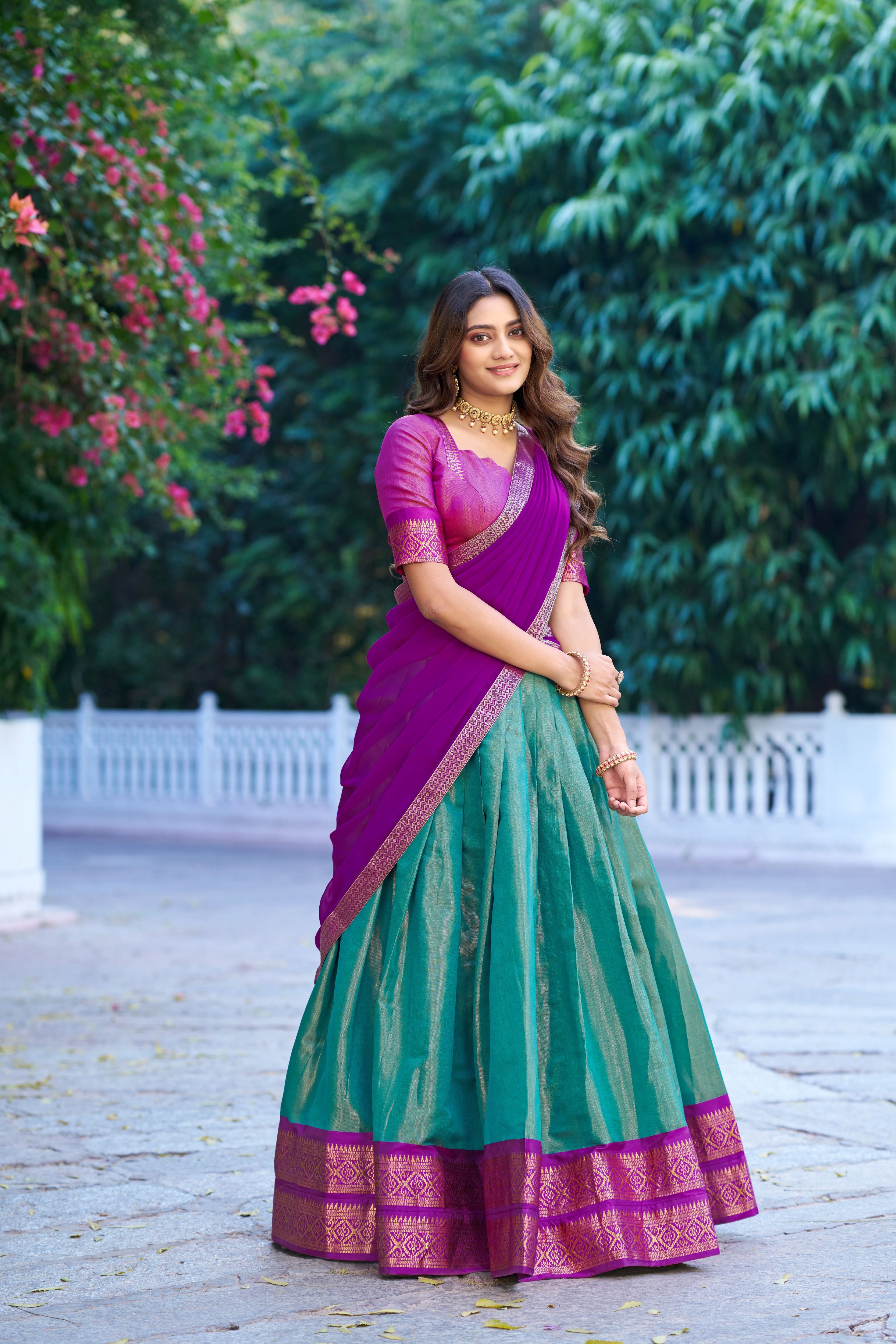 Kanchipuram Zari Weaving Lehenga With Georgette Dupatta