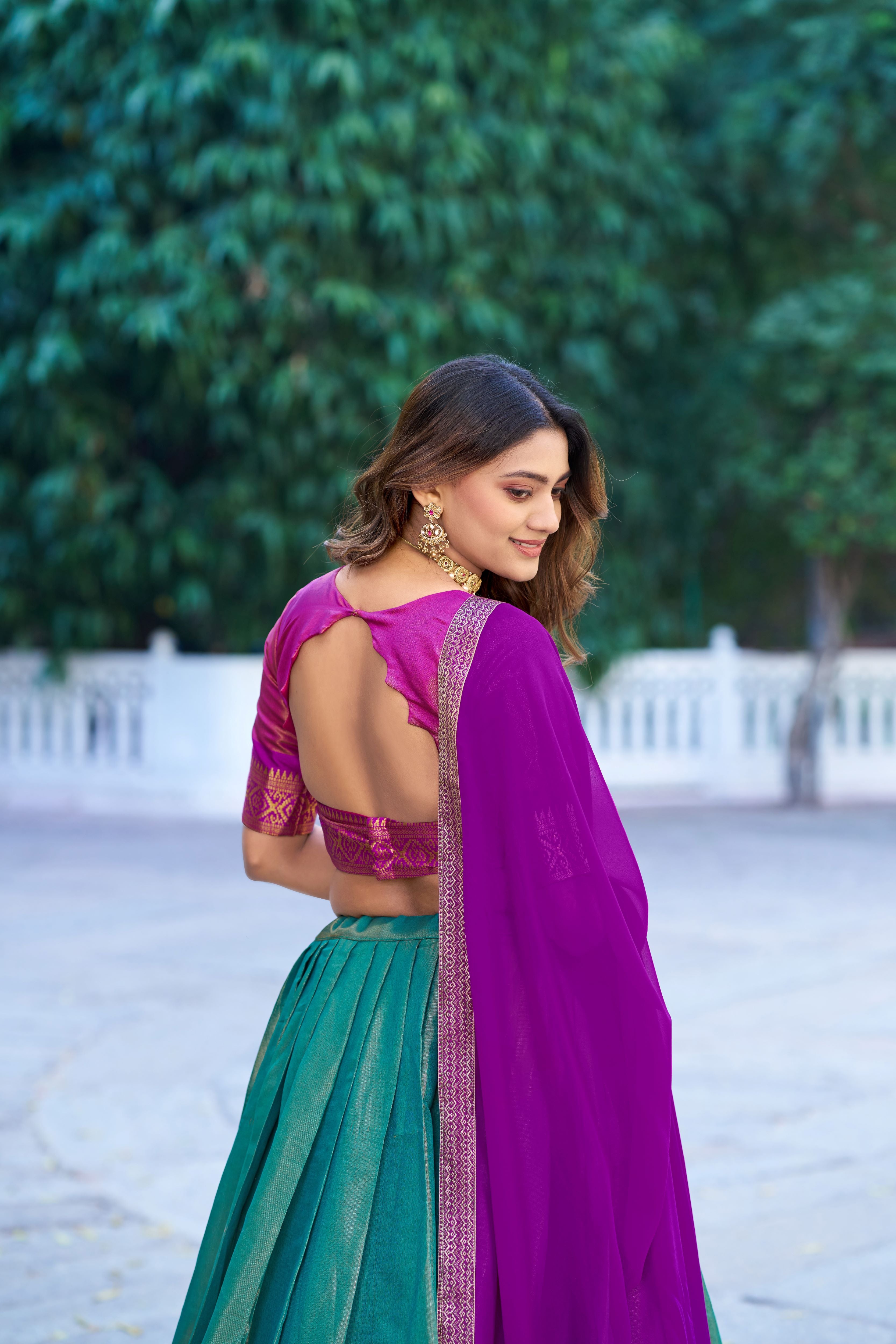 Kanchipuram Zari Weaving Lehenga With Georgette Dupatta