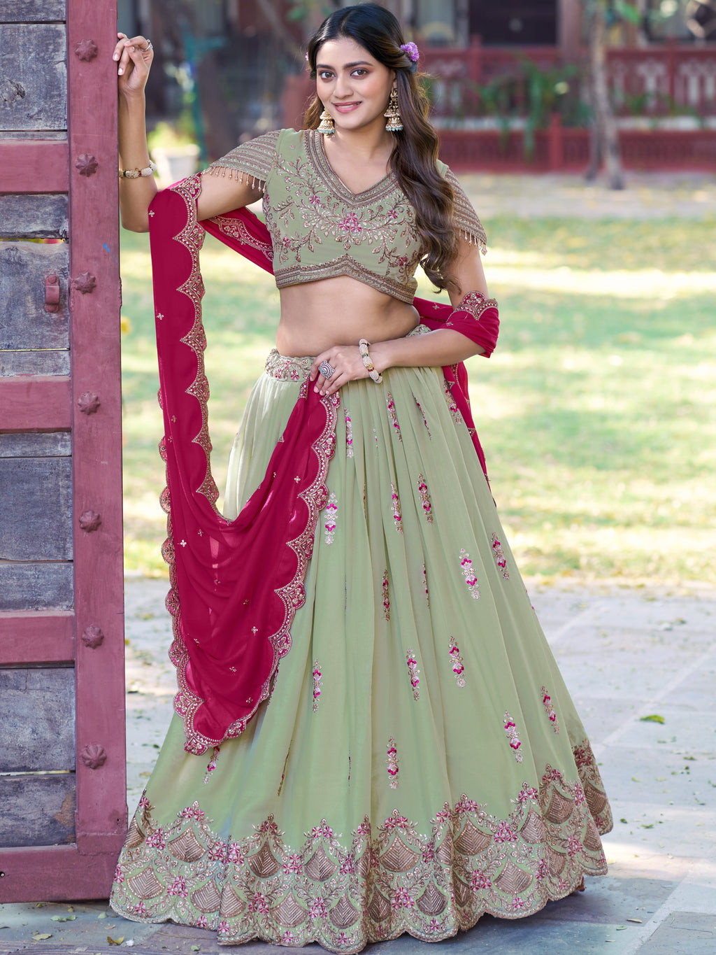 Star Georgette Embroidered Lehenga With Dupatta