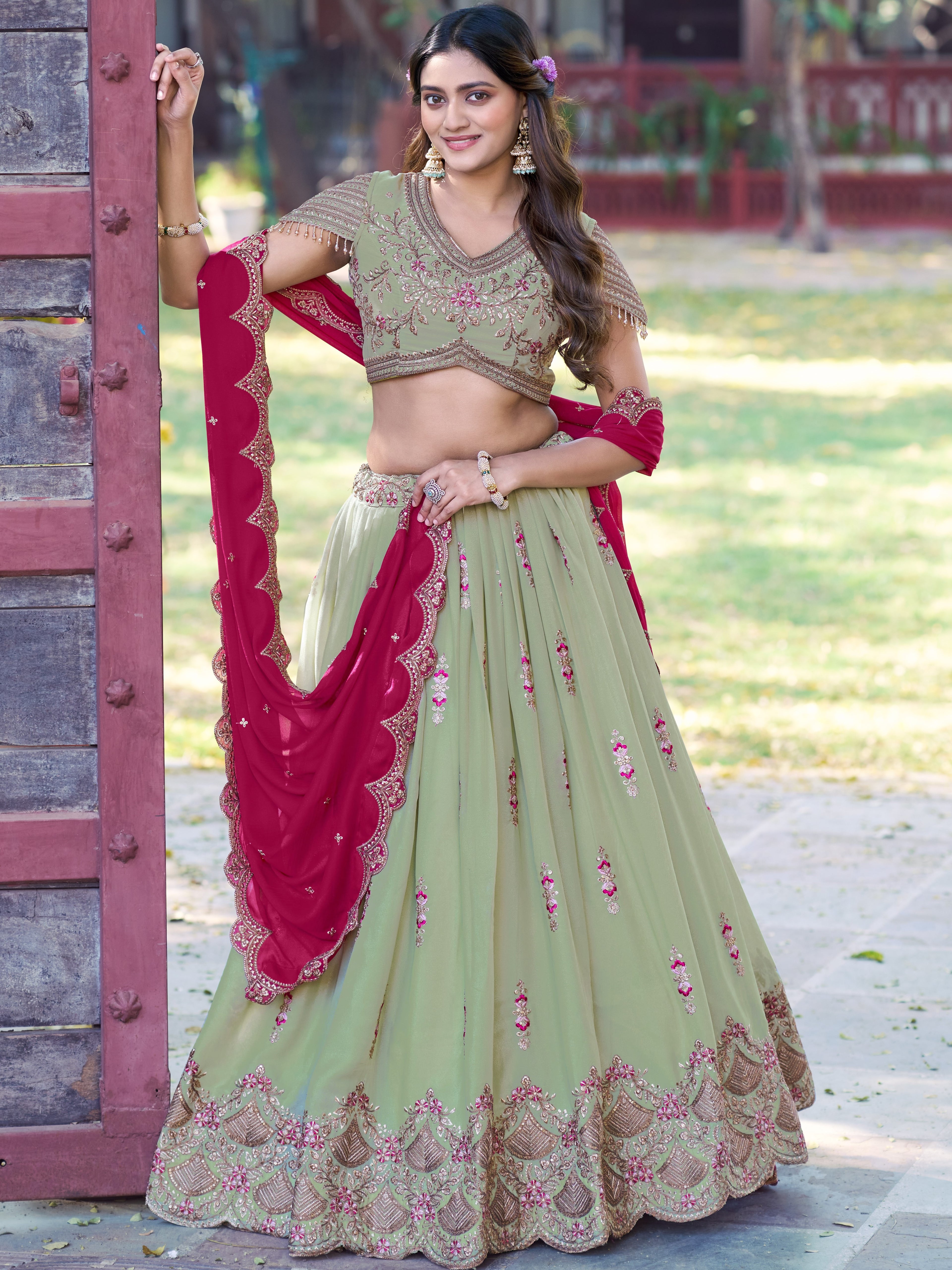 Star Georgette Embroidered Lehenga With Dupatta