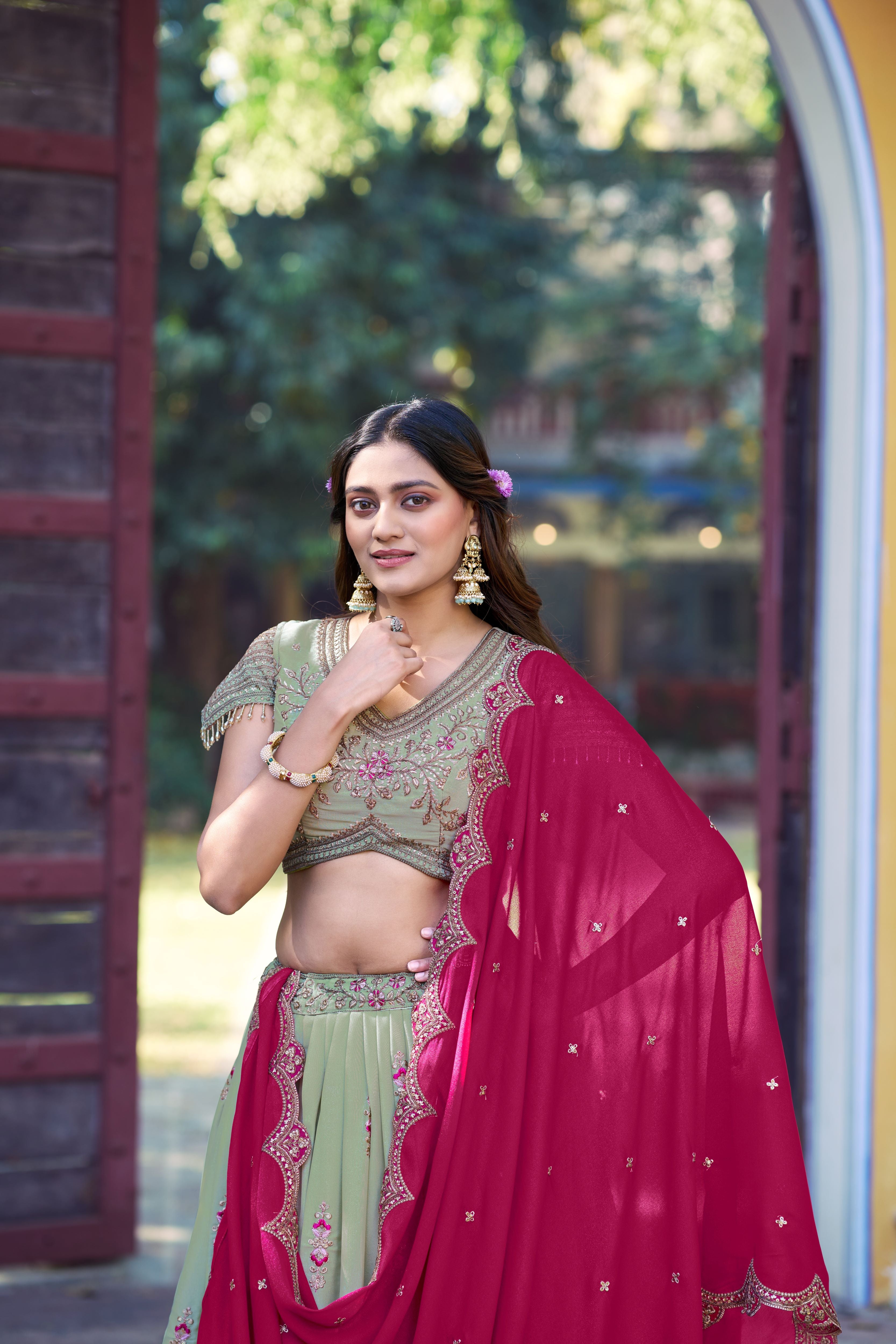 Star Georgette Embroidered Lehenga With Dupatta