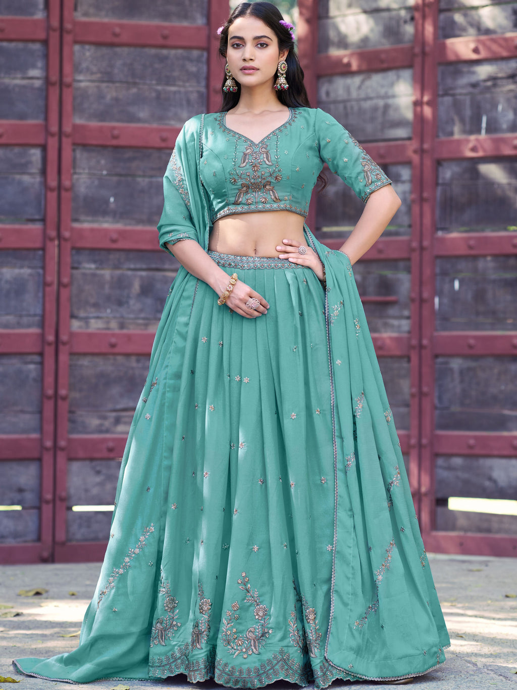Star Georgette Embroidered Lehenga With Dupatta