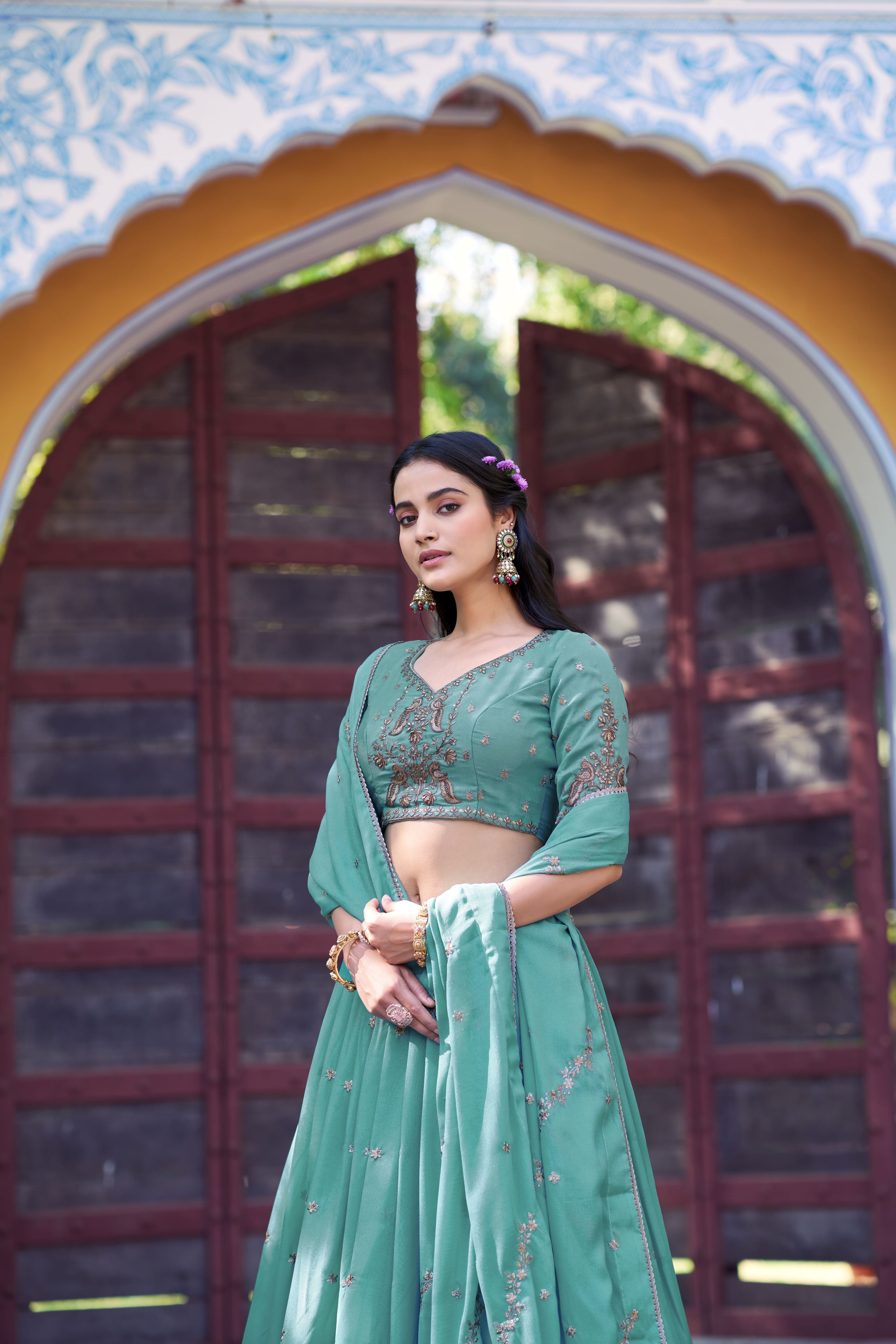 Star Georgette Embroidered Lehenga With Dupatta