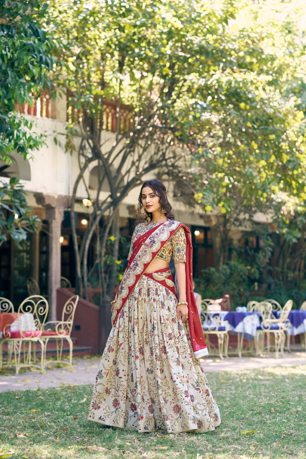 Tussar Silk Foil Printed Lehenga With Dupatta
