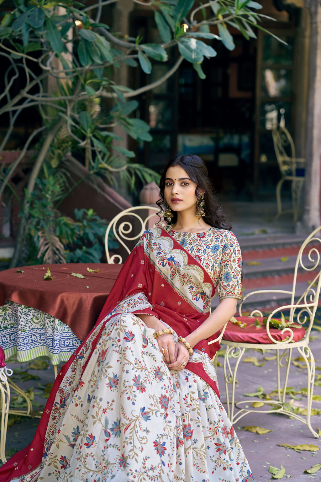 Tussar Silk Foil Printed Lehenga With Dupatta