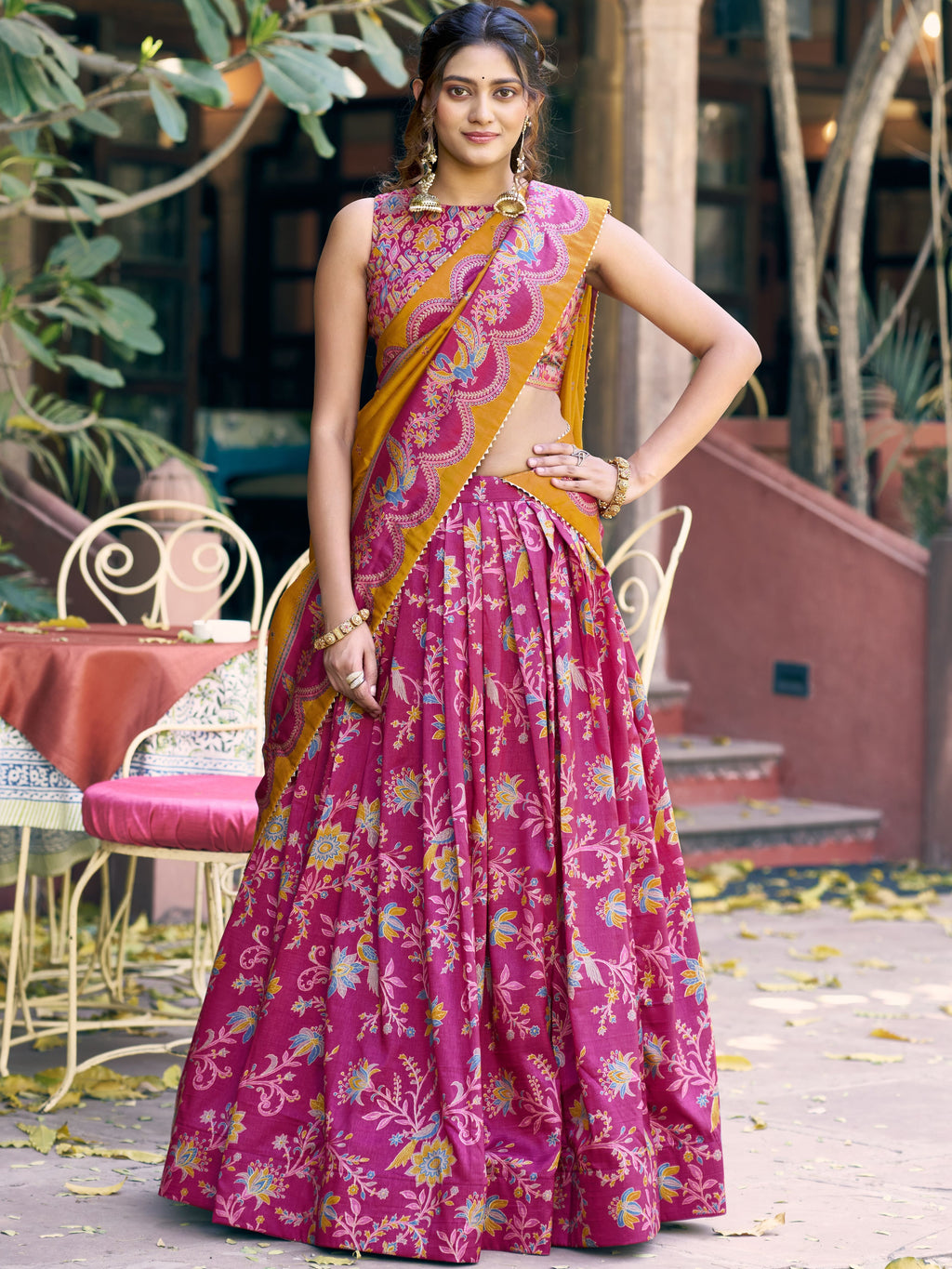 Tussar Silk Foil Printed Lehenga With Dupatta