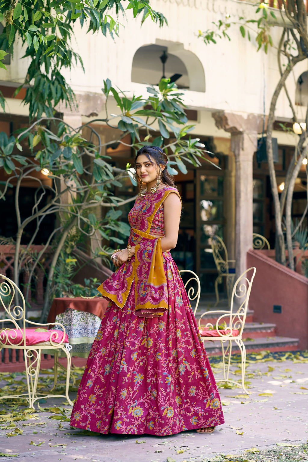 Tussar Silk Foil Printed Lehenga With Dupatta