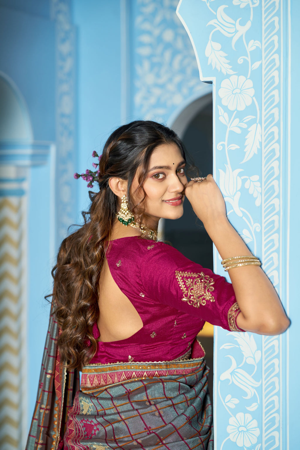 Vichitra Silk Thread Embroidered Lehenga With Dupatta
