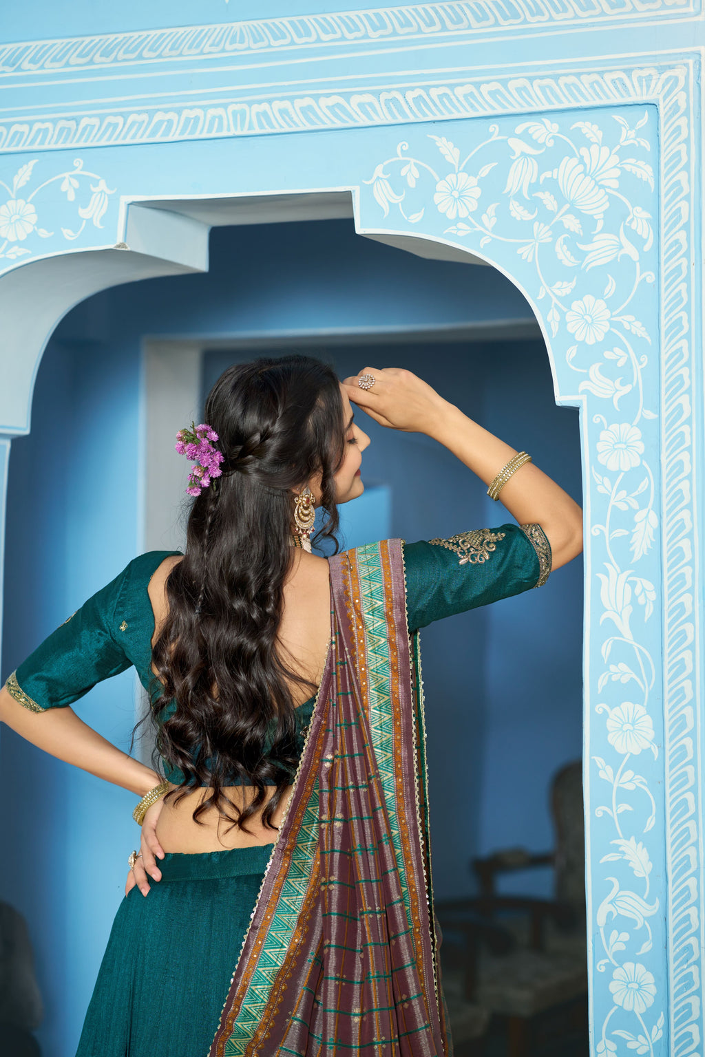 Vichitra Silk Thread Embroidered Lehenga With Dupatta