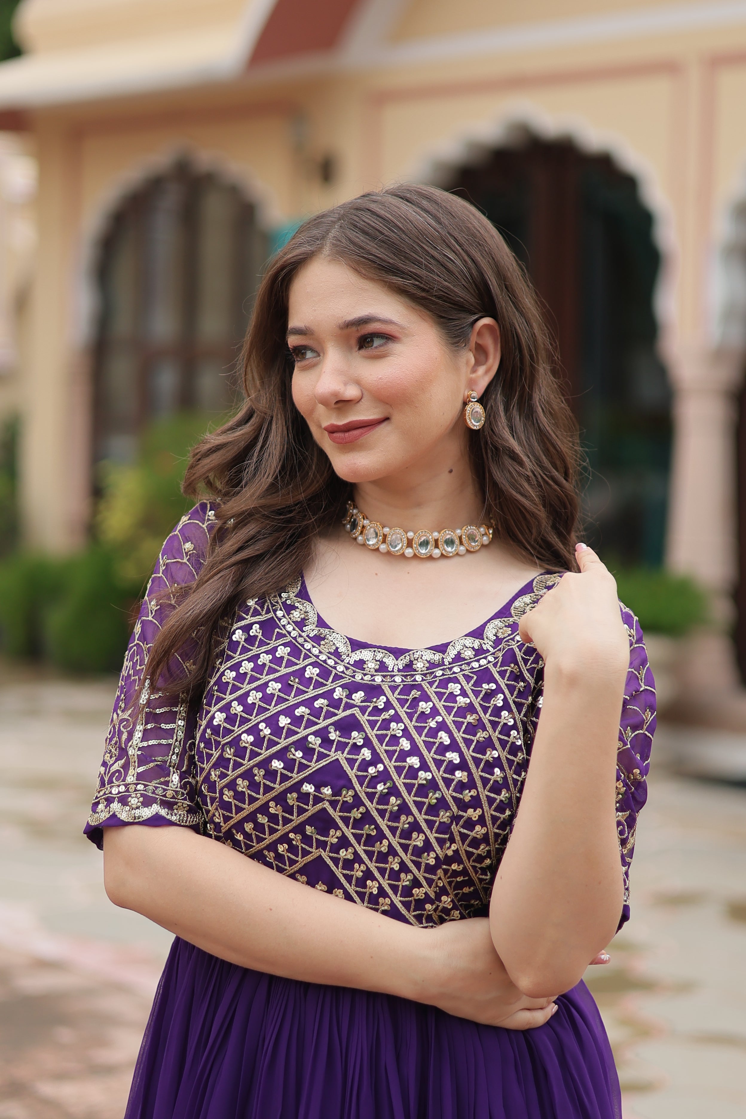 Faux Blooming Embroidered Gown