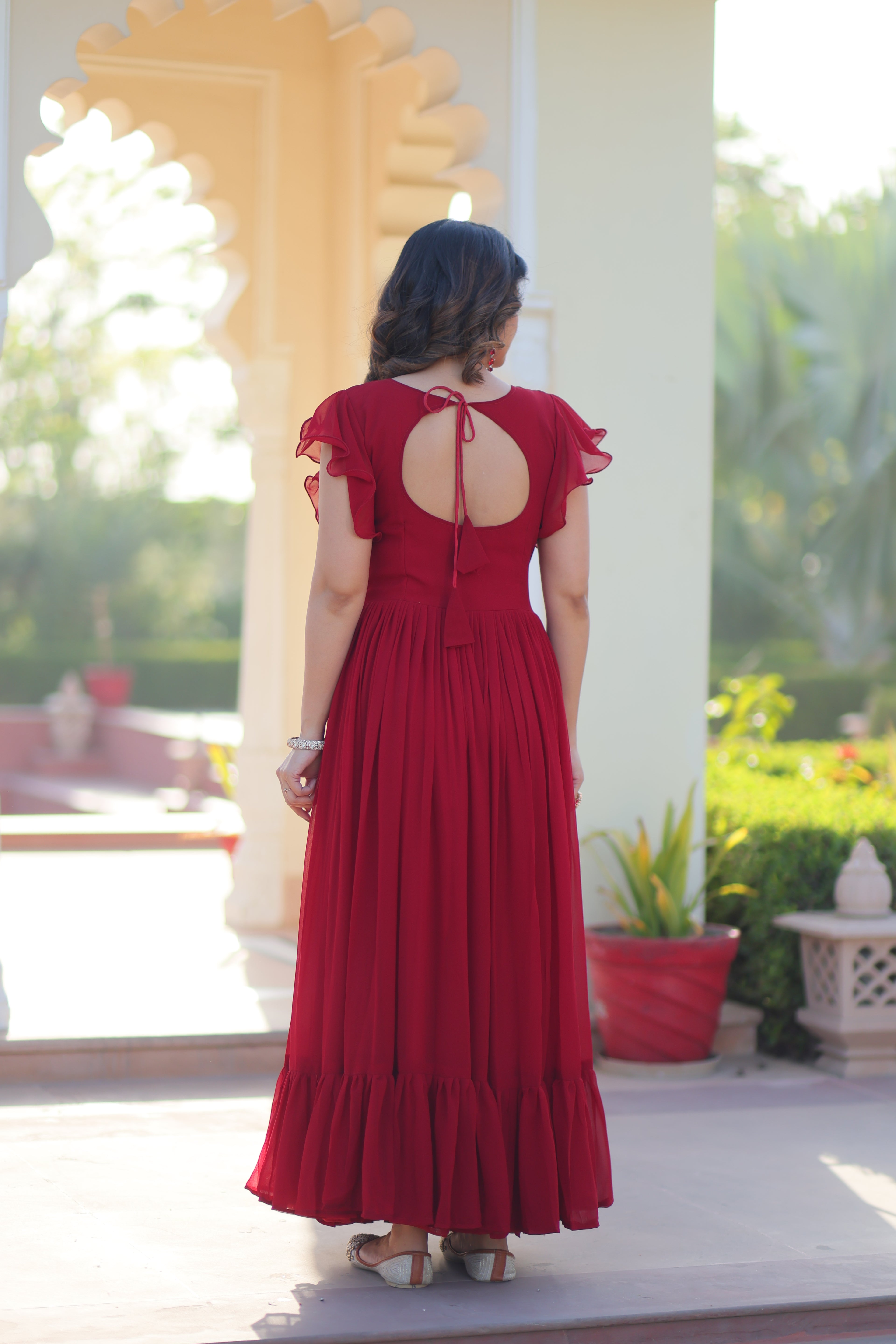 Faux Blooming Embroidered Gown