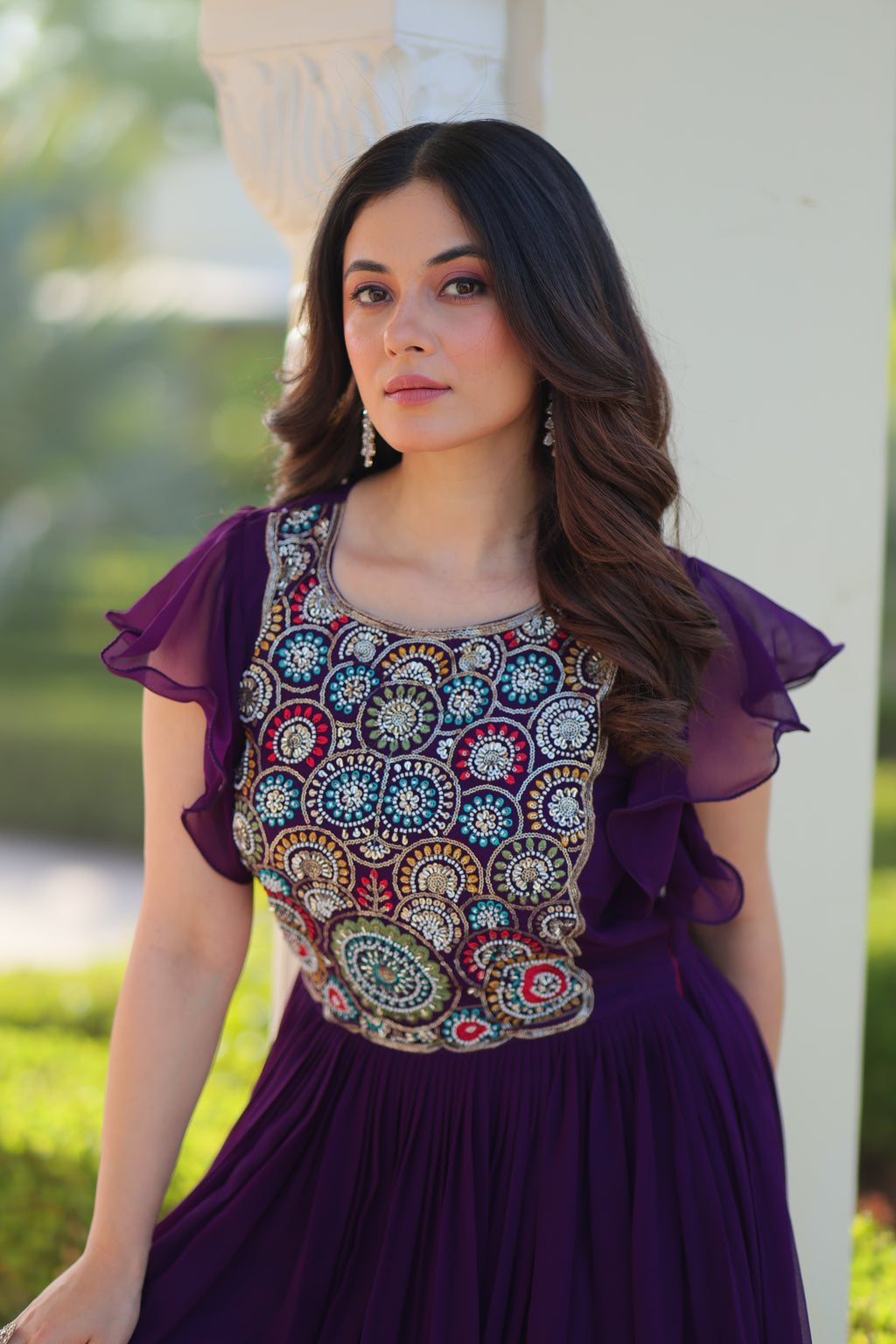 Faux Blooming Embroidered Gown