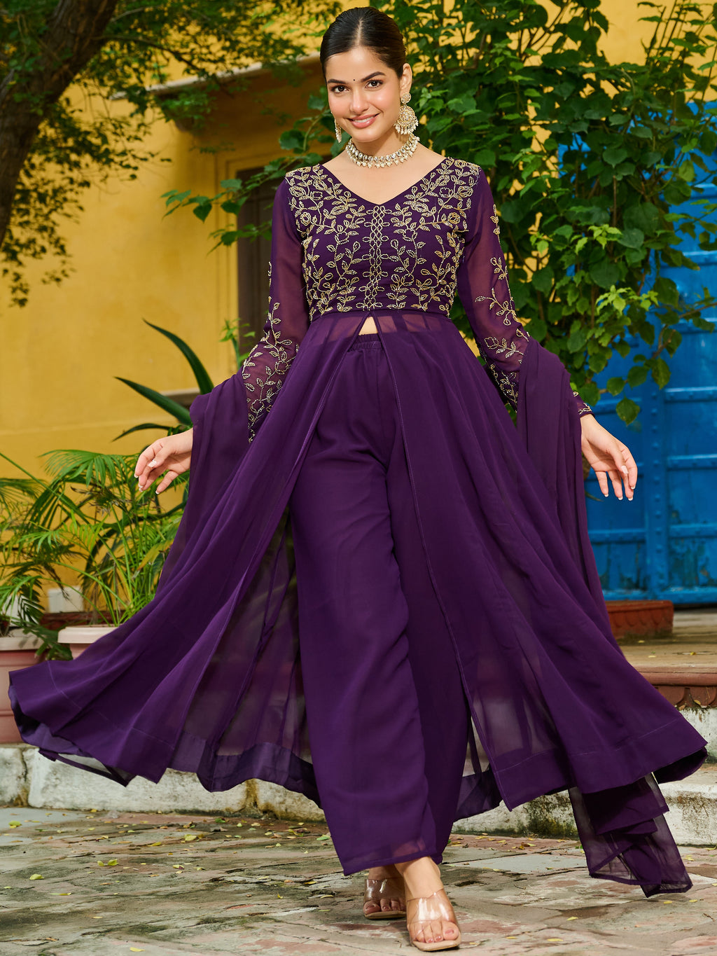 Faux Blooming Top Bottom Set For Women