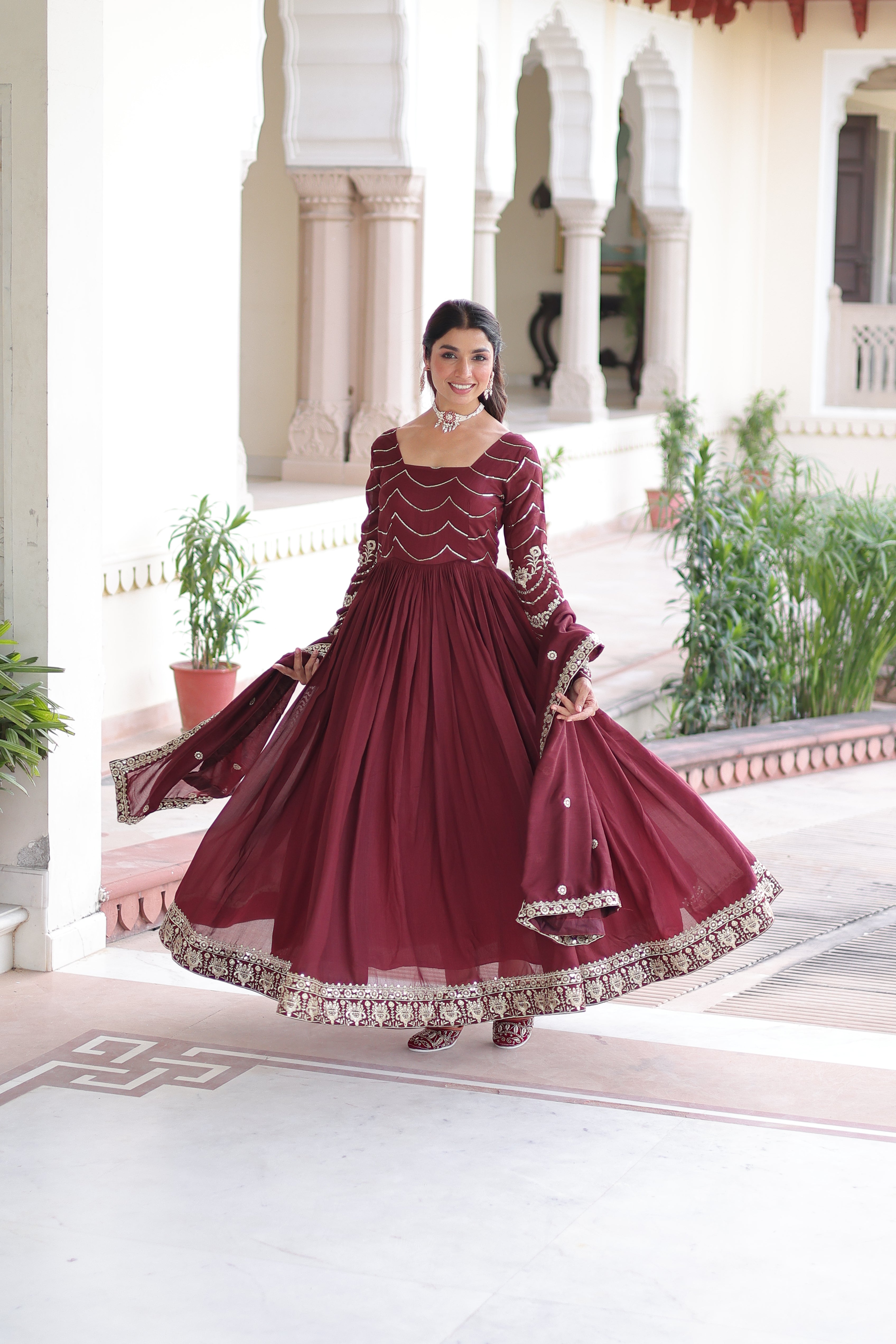 Vichitra Silk Gown For Women