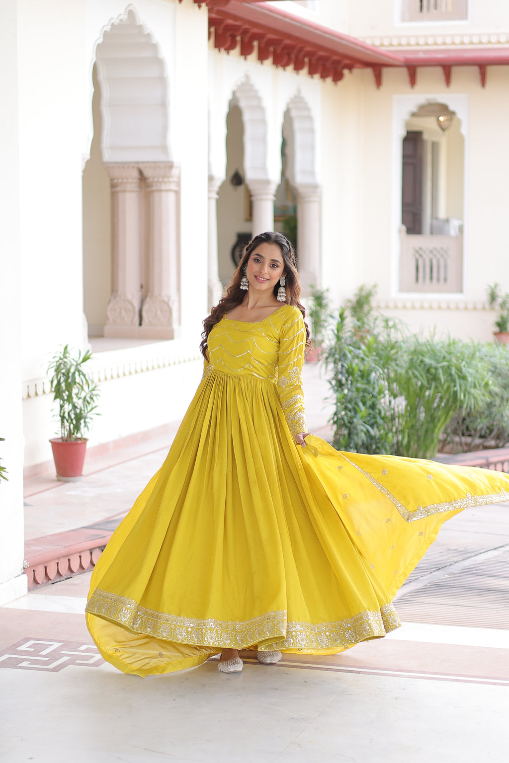 Vichitra Silk Gown For Women