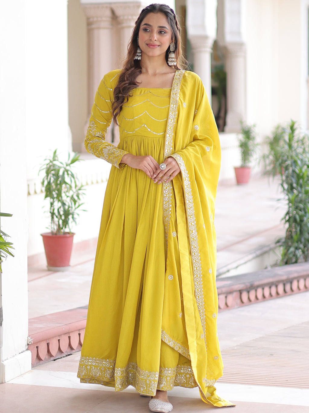 Vichitra Silk Gown For Women