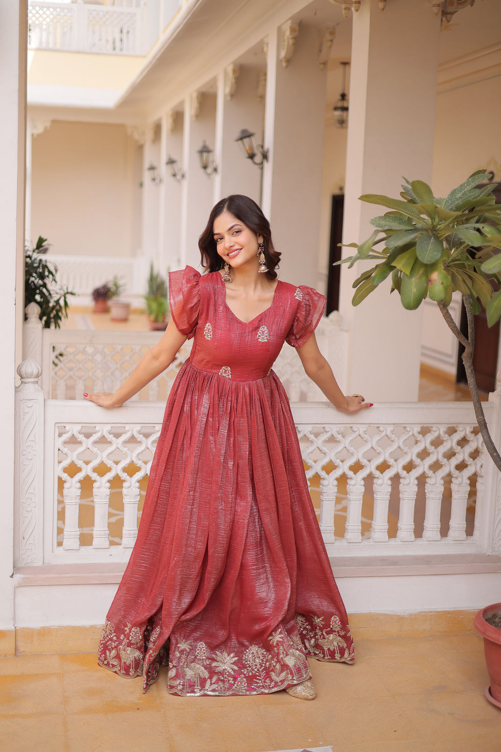 Silver Crunchy Embroidered Gown