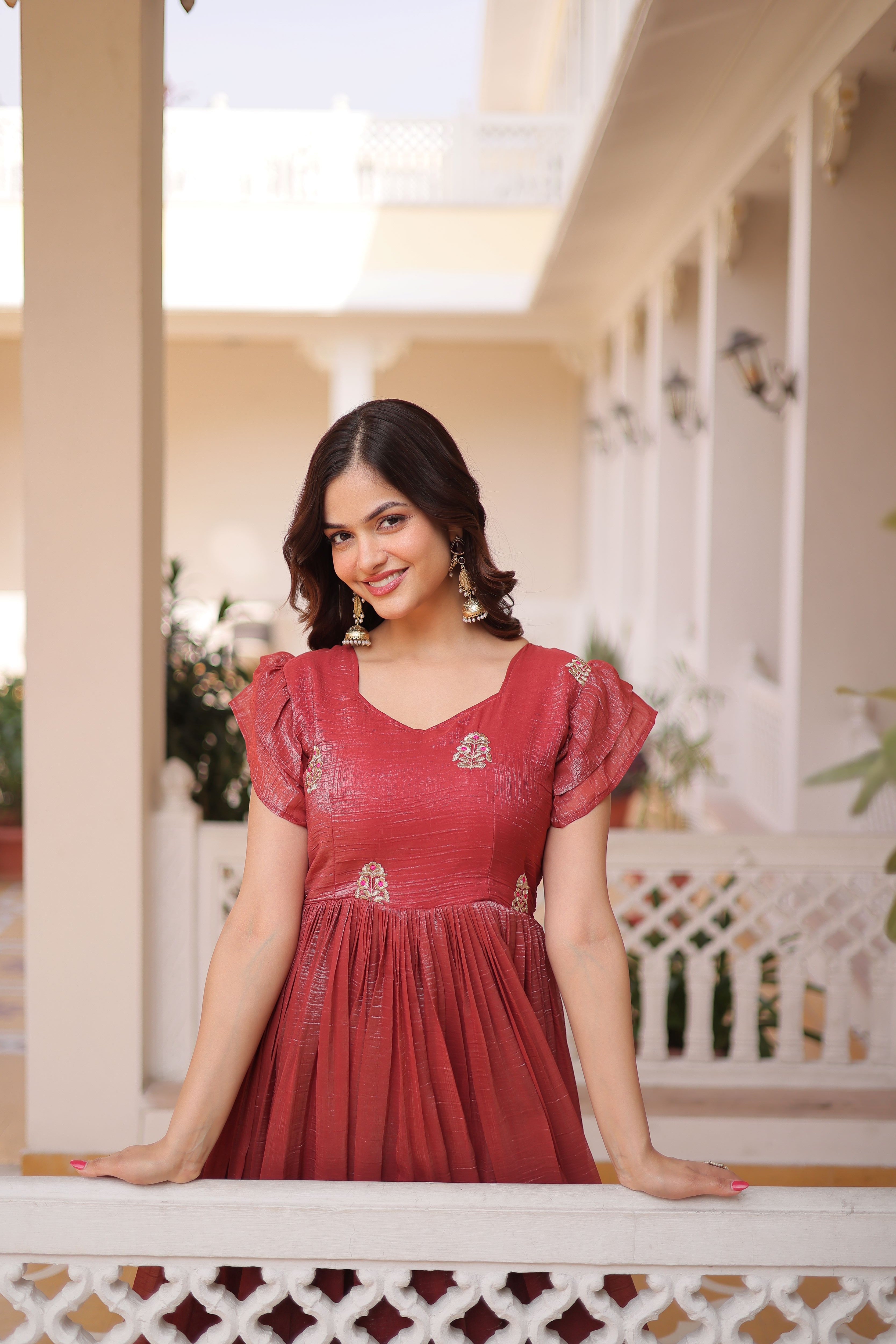 Silver Crunchy Embroidered Gown