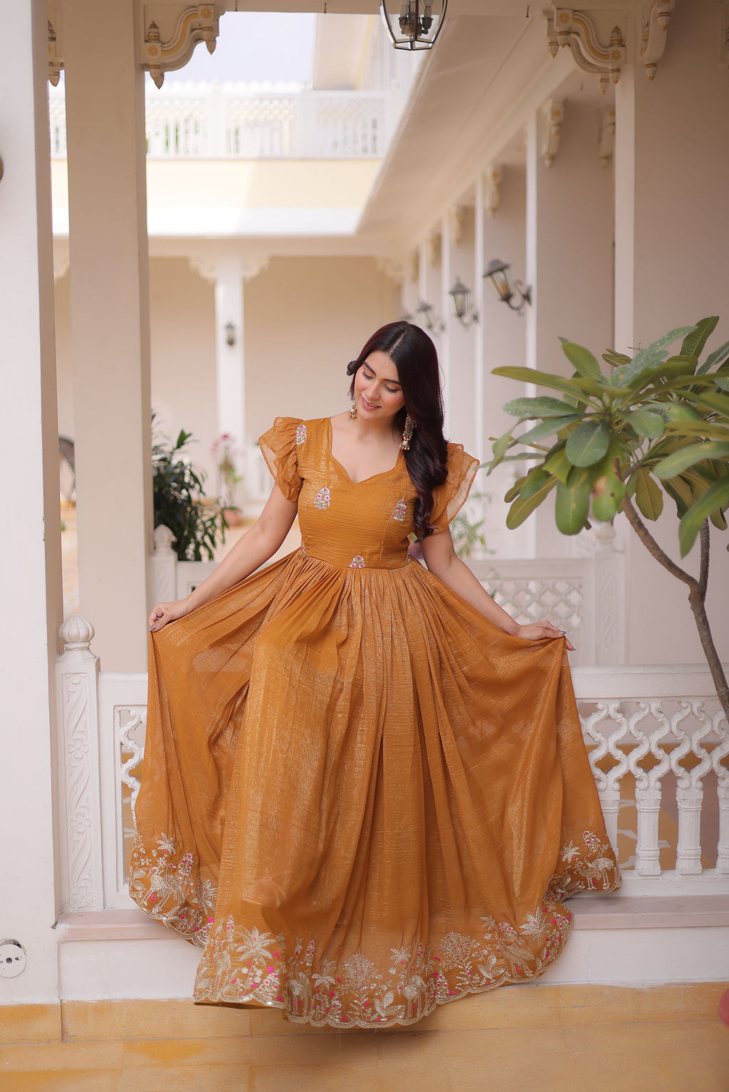 Silver Crunchy Embroidered Gown